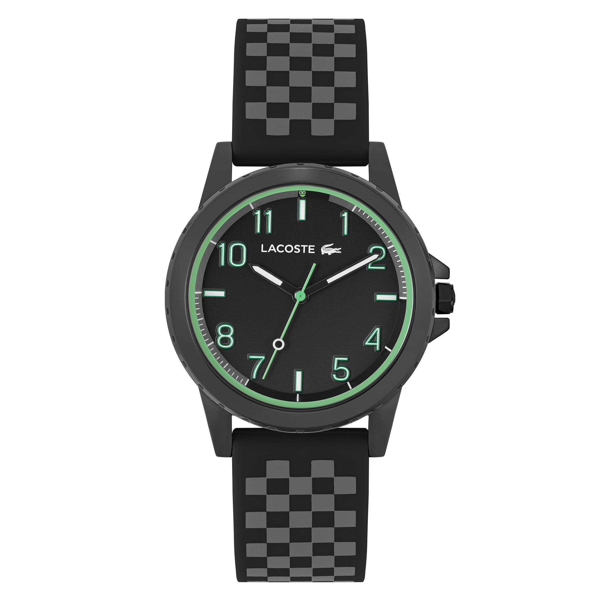 Lacoste Black & Grey Silicone Black Dial Unisex Watch - 2020149