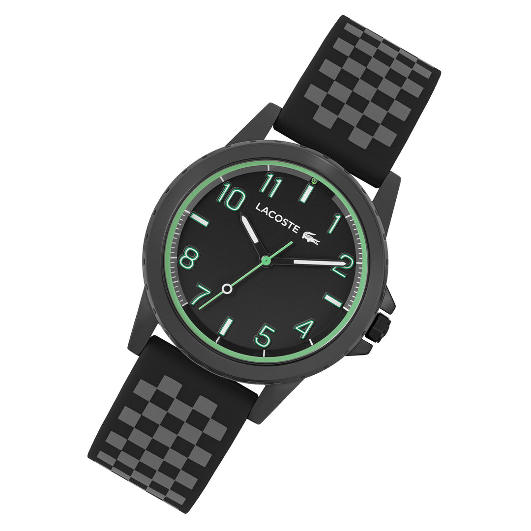 Lacoste Black & Grey Silicone Black Dial Unisex Watch - 2020149