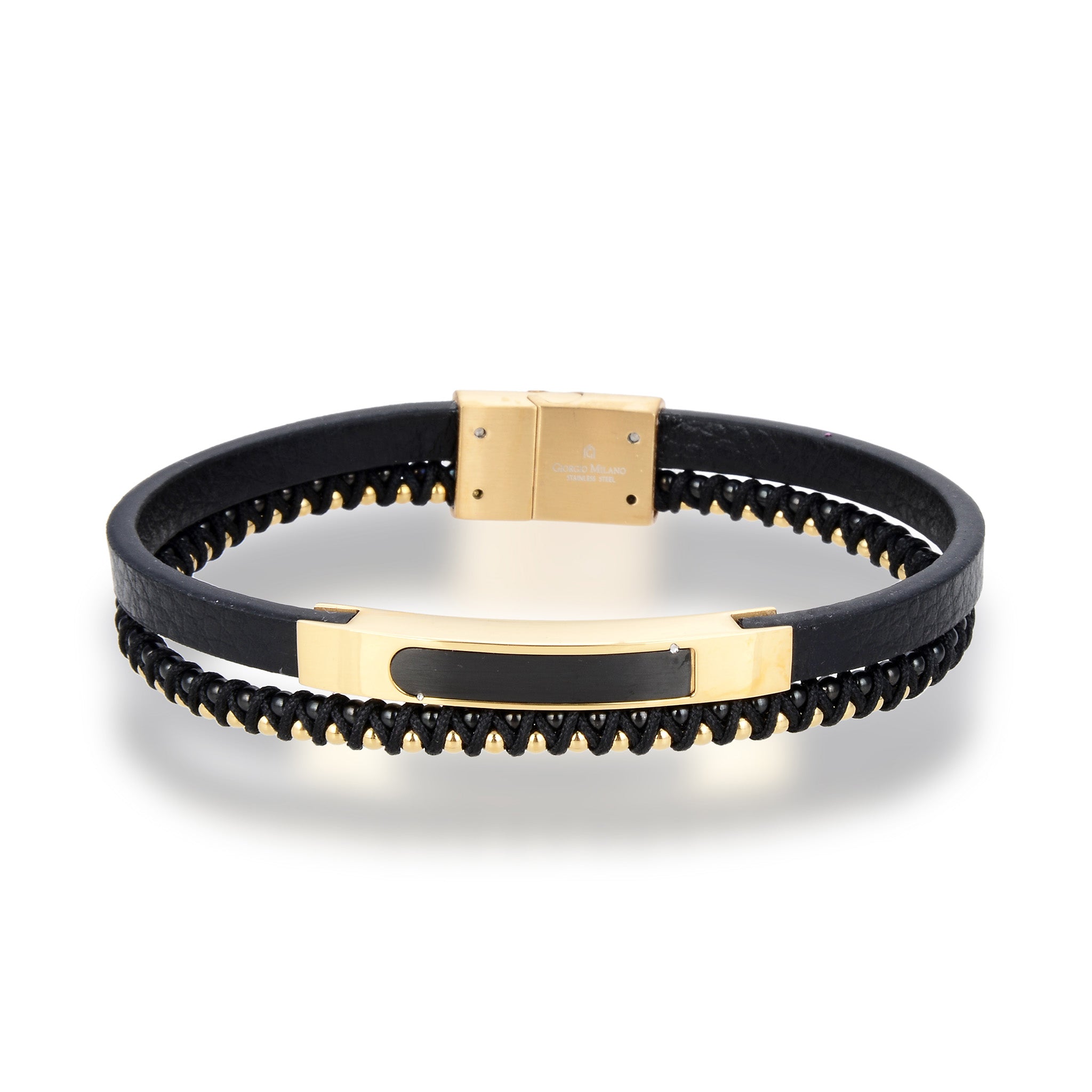 Giorgio Milano Jewellery Stainless Steel & Leather Men's Bracelet - 2035SGBK2