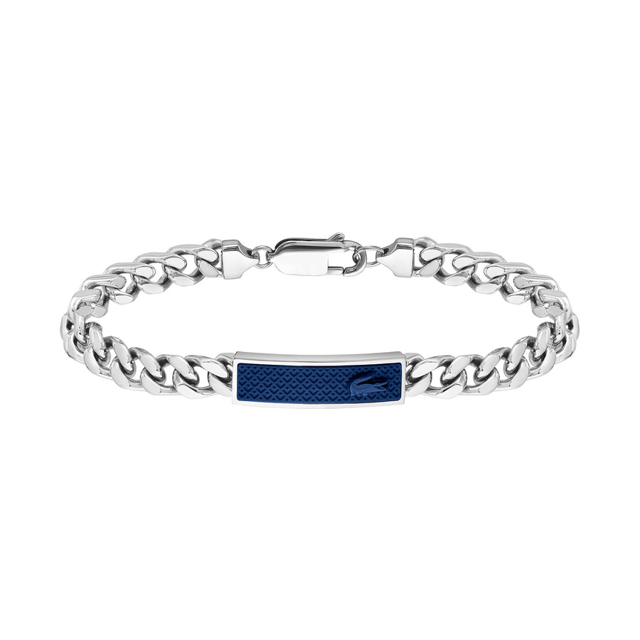 Lacoste Jewellery Stainless Steel & Navy Silicone Men's Chain Bracelet - 2040097