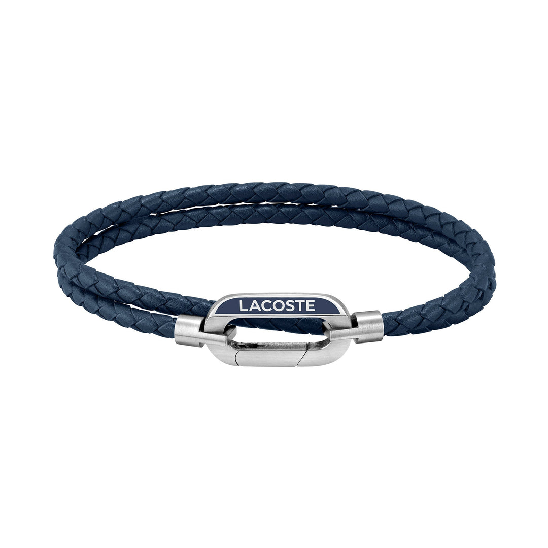 Lacoste Jewellery Stainless Steel & Blue Leather Men's Leather Bracelet - 2040112