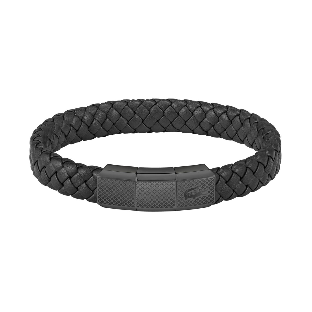 Lacoste Jewellery Black Steel & Leather Men's Bracelet - 2040285