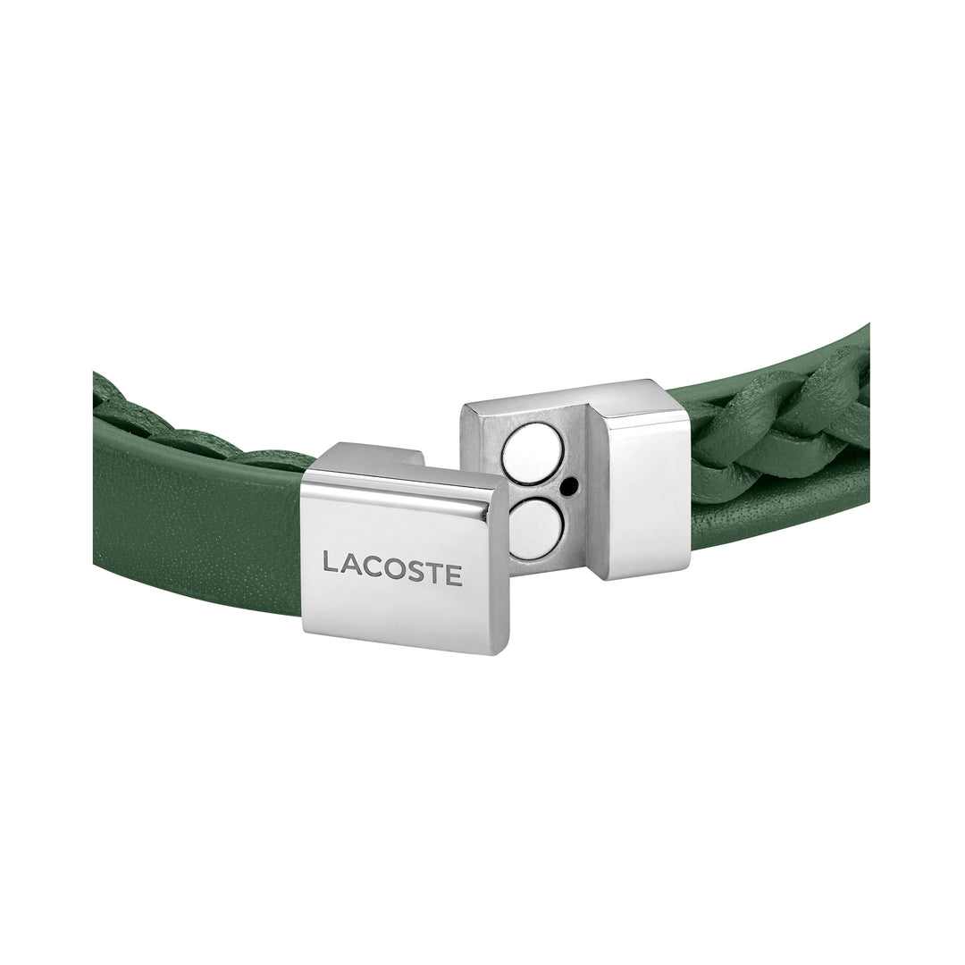 Lacoste Jewellery Stainless Steel & Green Leather Men's Bracelet - 2040319