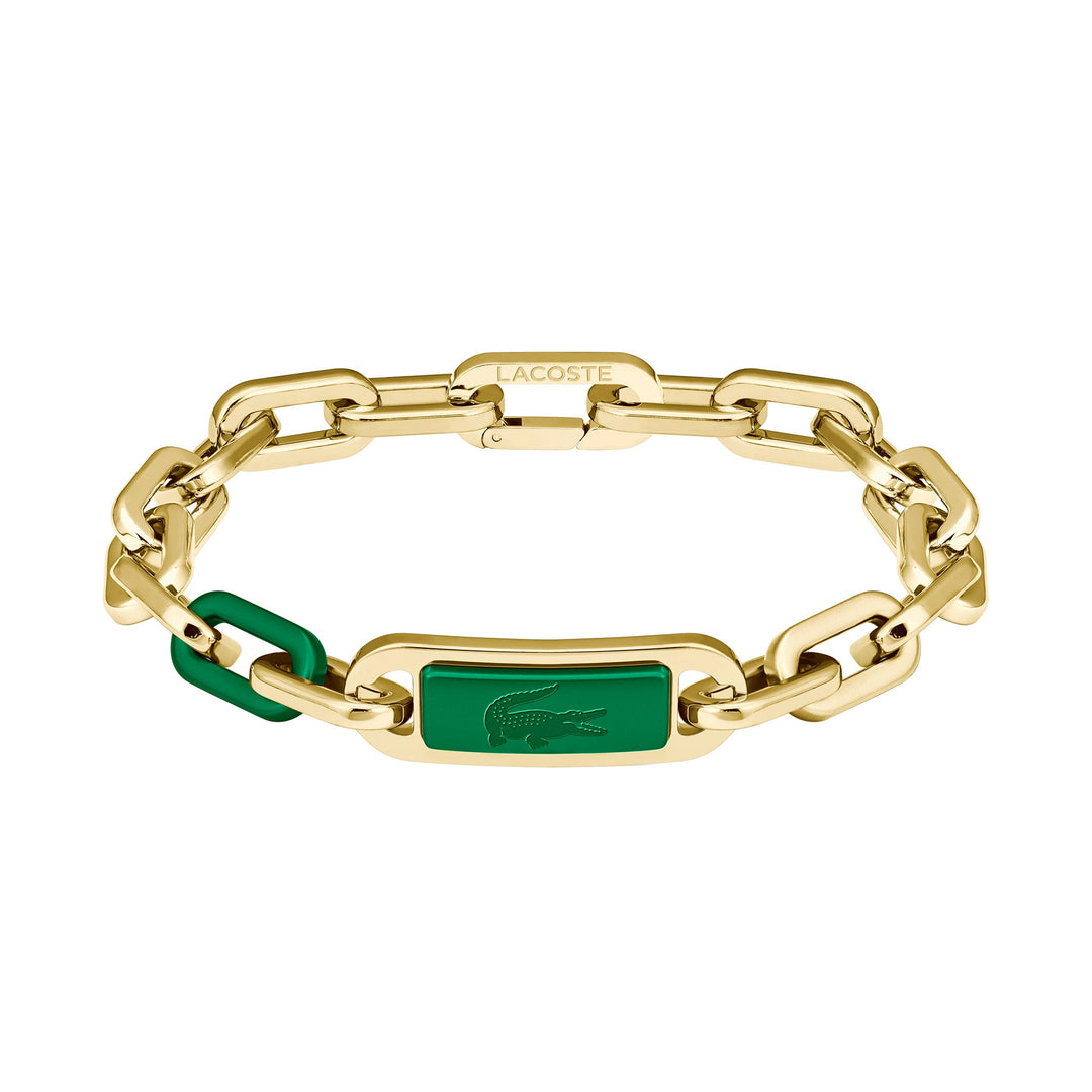 Lacoste Jewellery Ionic Palted Gold Steel & Green Aluminum Men's Chain Bracelet - 2040370