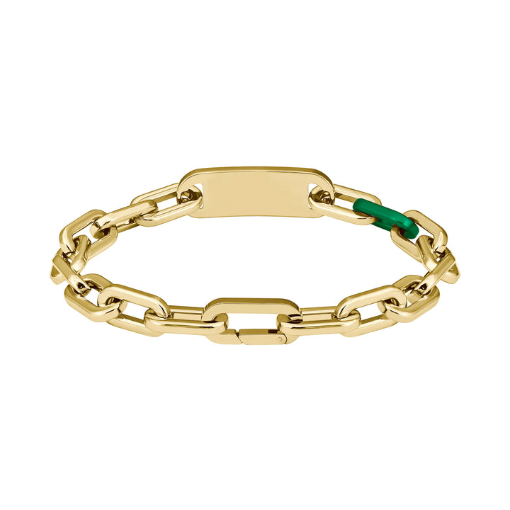 Lacoste Jewellery Gold Steel & Green Aluminum Men's Chain Bracelet - 2040370