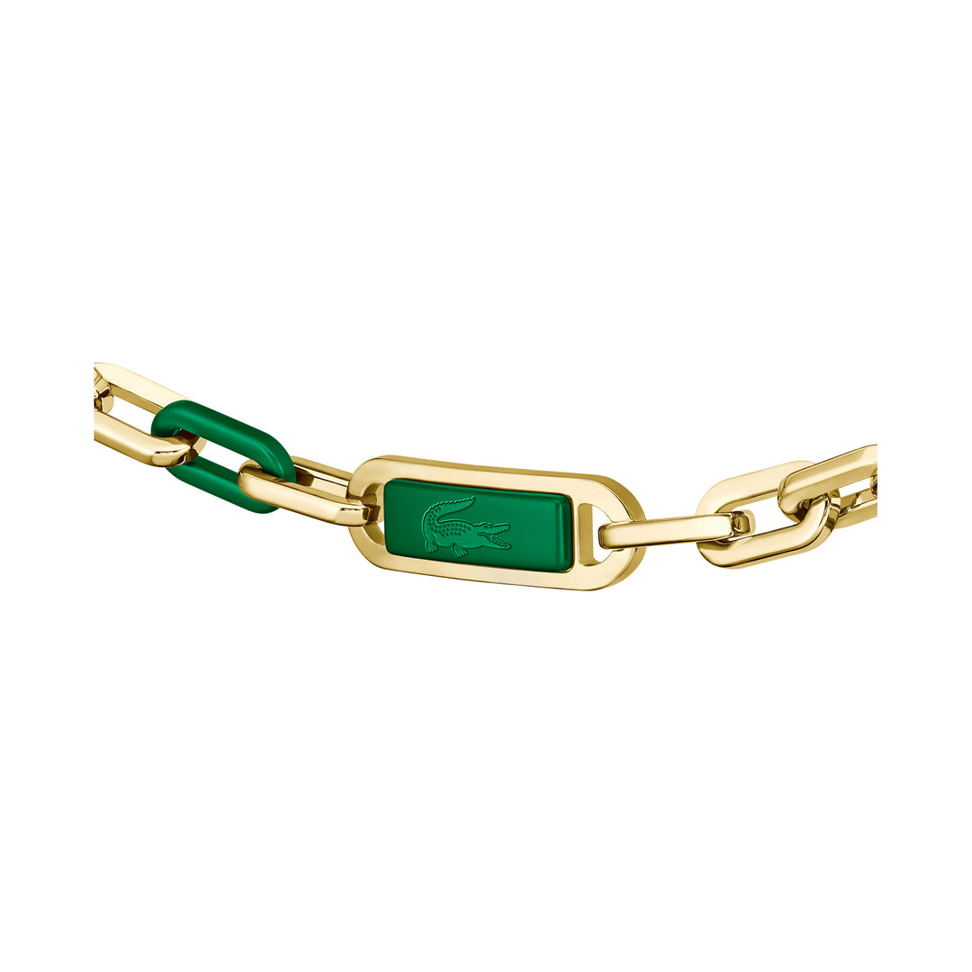 Lacoste Jewellery Gold Steel & Green Aluminum Men's Chain Bracelet - 2040370