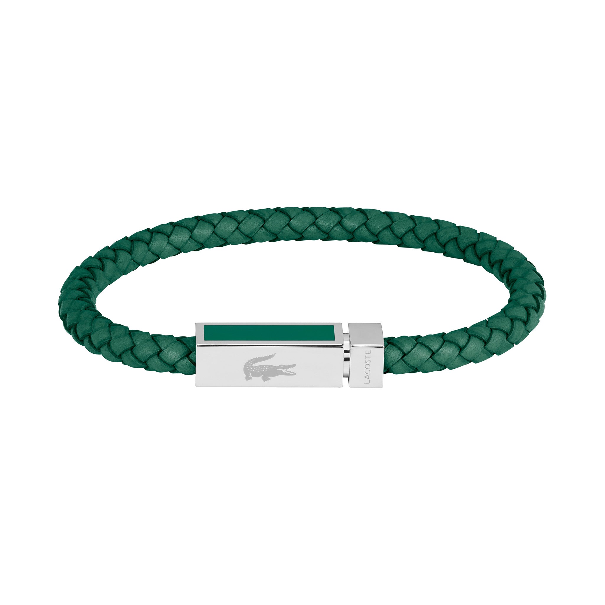 Lacoste Jewellery Stainless Steel & Green Leather Men's Bracelet - 2040449
