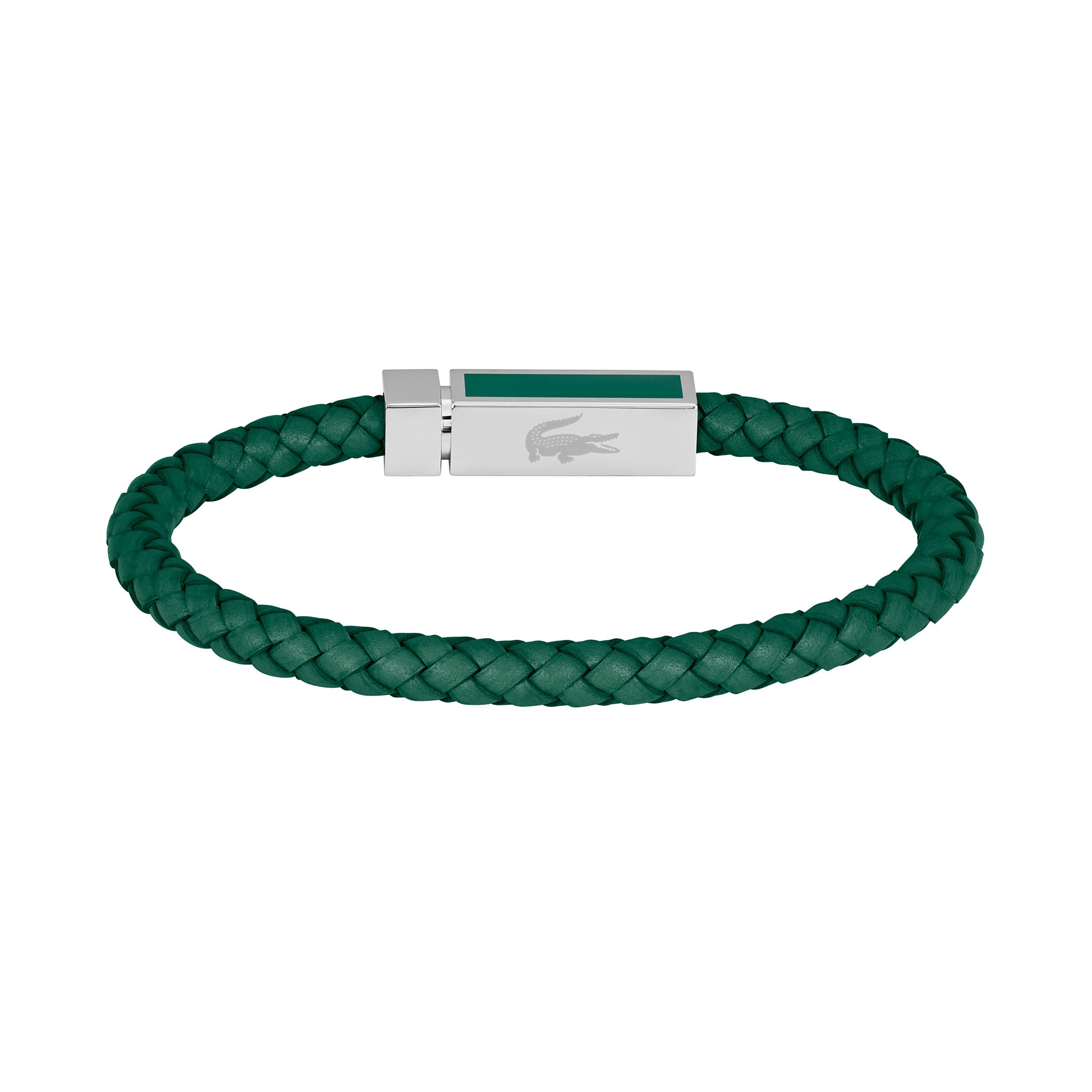 Lacoste Jewellery Stainless Steel & Green Leather Men's Bracelet - 2040449