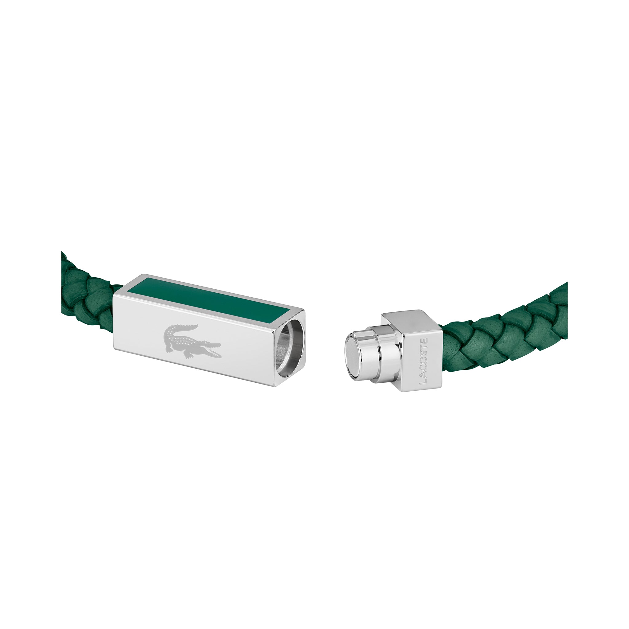 Lacoste Jewellery Stainless Steel & Green Leather Men's Bracelet - 2040449