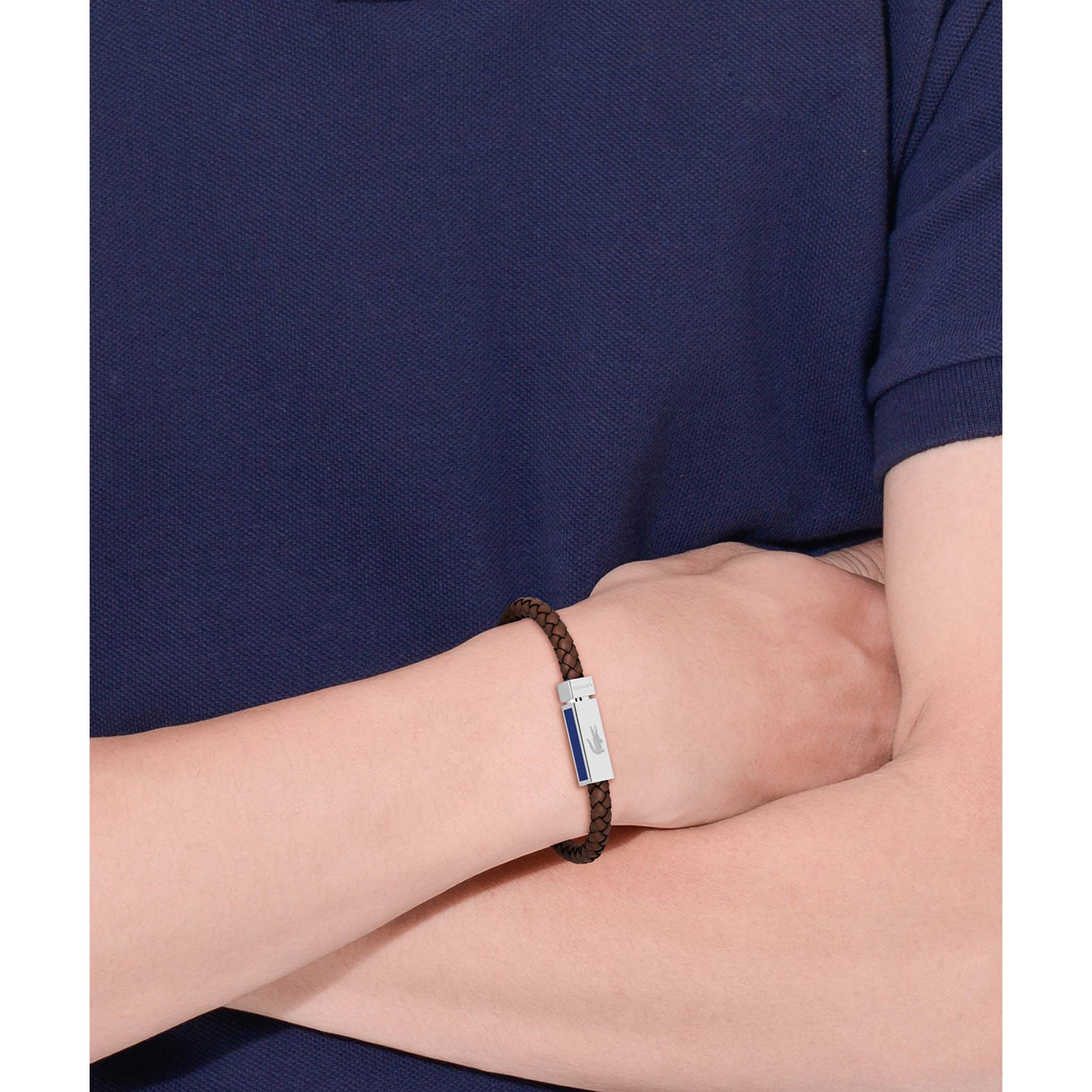 Lacoste Jewellery Stainless Steel & Brown Leather Men's Leather Bracelet - 2040450