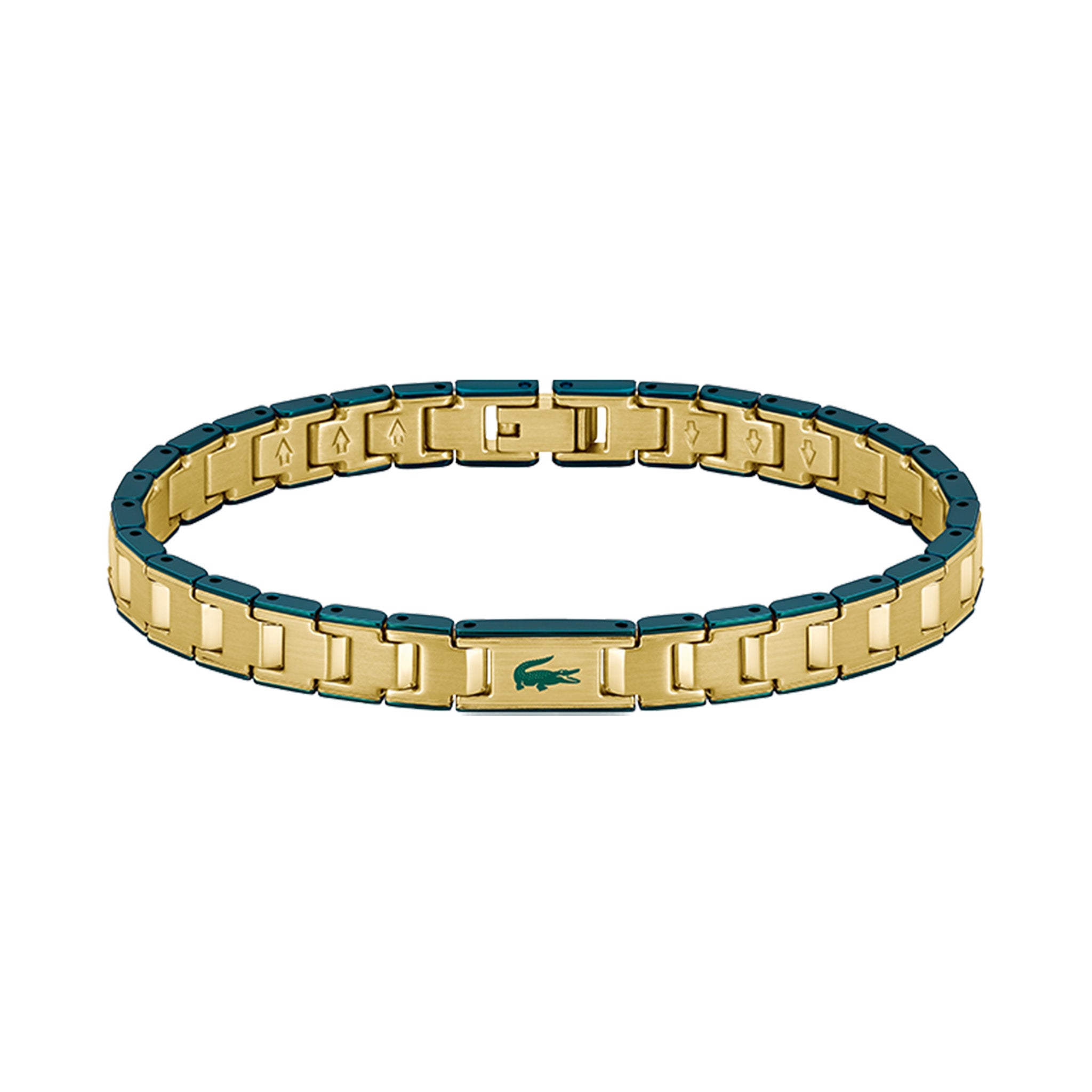 Lacoste Jewellery Gold Steel & Green Steel Men's Link Bracelet - 2040587