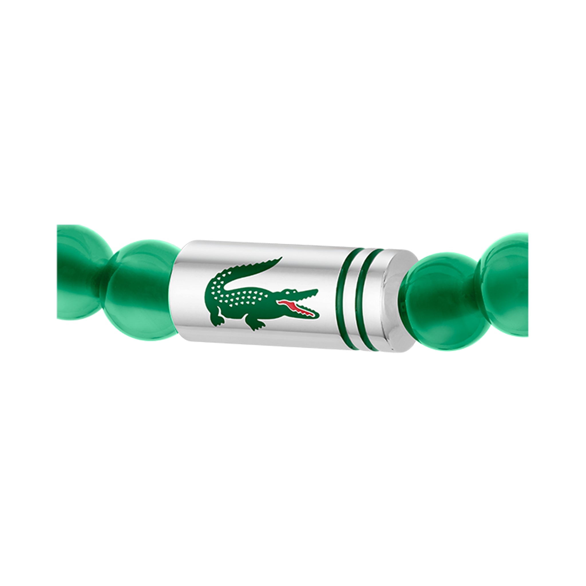 Lacoste Jewellery Stainless Steel & Green Agate Men's Bead Bracelet - 2040591