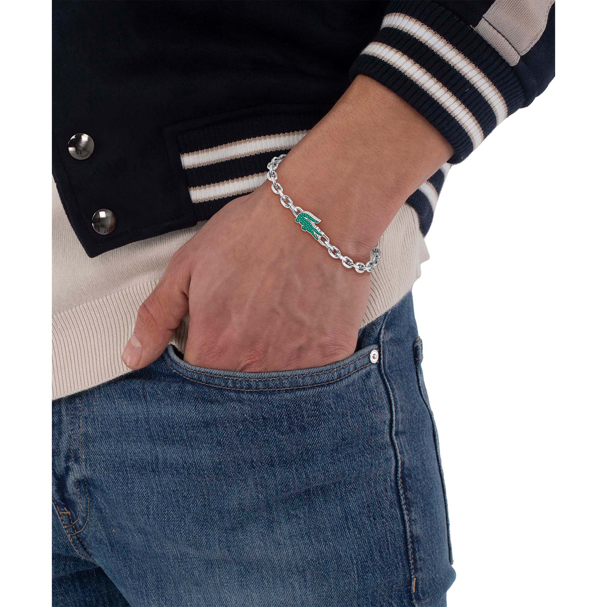 Lacoste Jewellery Stainless Steel & Crystals Unisex Chain & Charm Bracelet - 2040610