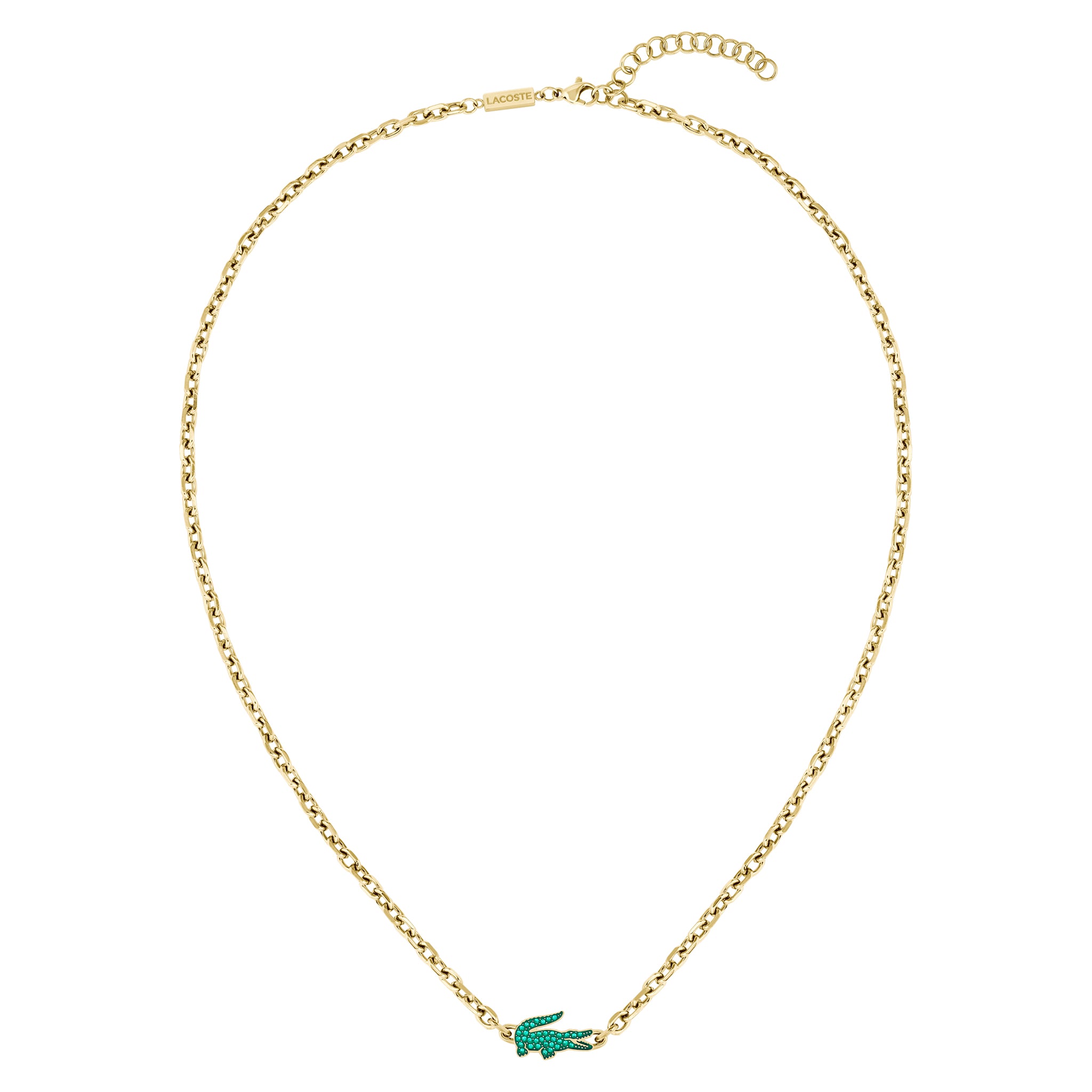 Lacoste Jewellery Gold Steel & Crystals Unisex Chain & Charm Necklace - 2040612