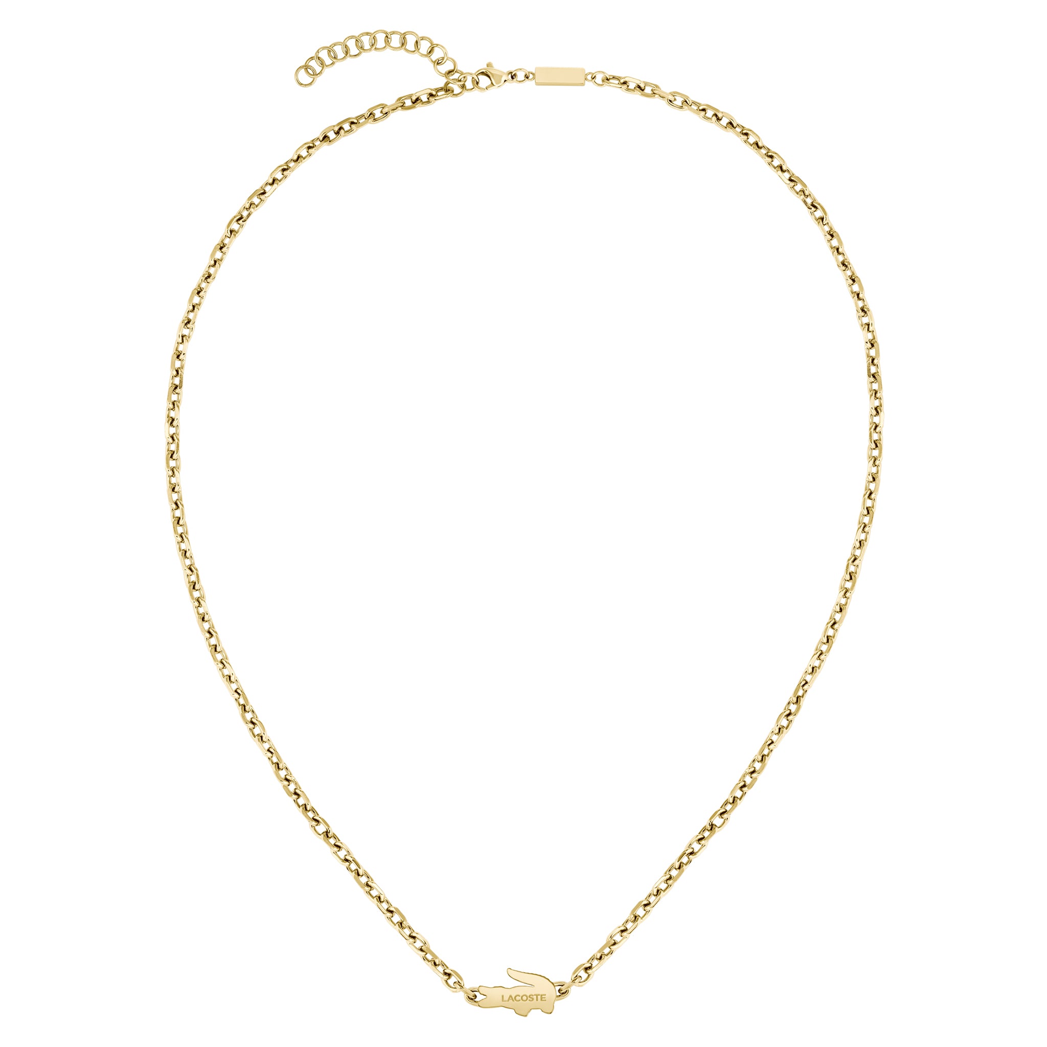 Lacoste Jewellery Gold Steel & Crystals Unisex Chain & Charm Necklace - 2040612