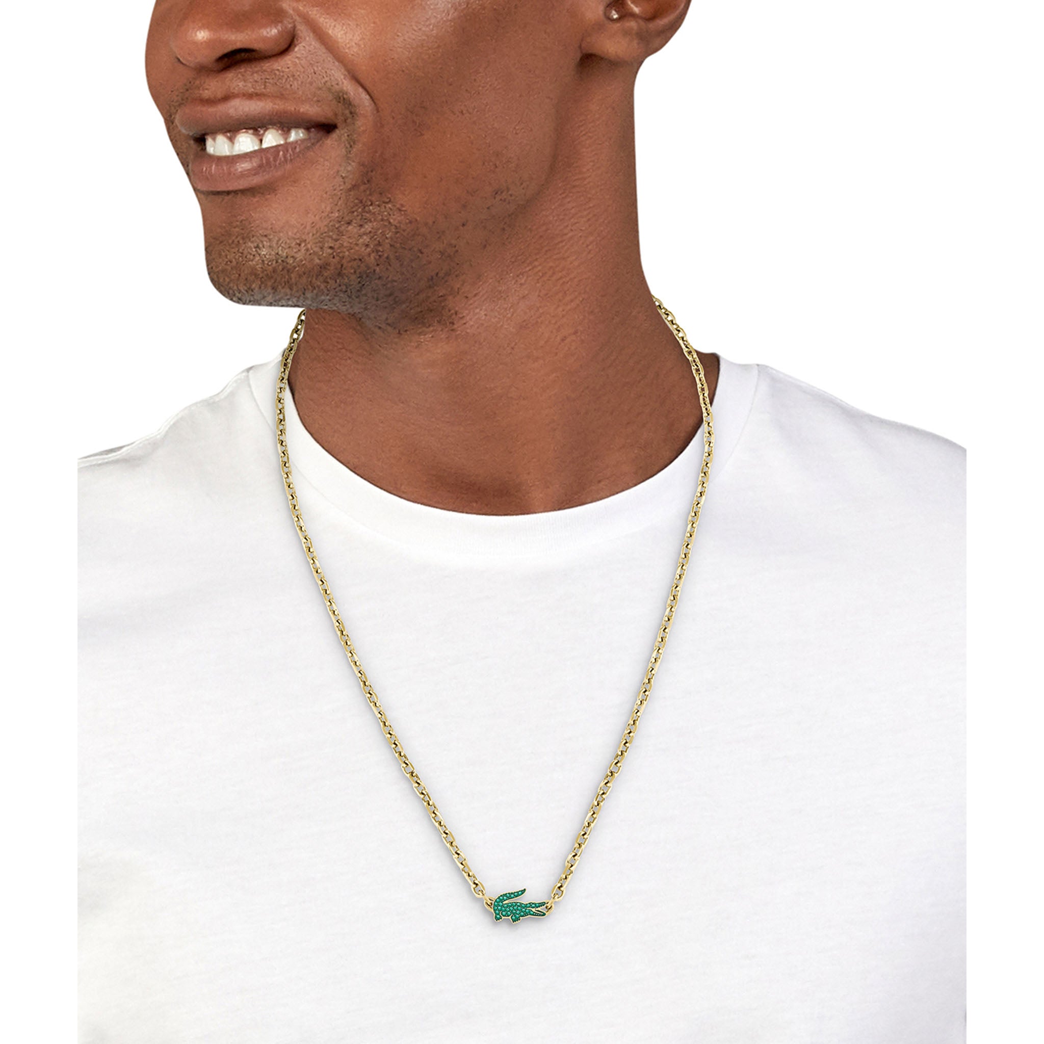 Lacoste Jewellery Gold Steel & Crystals Unisex Chain & Charm Necklace - 2040612