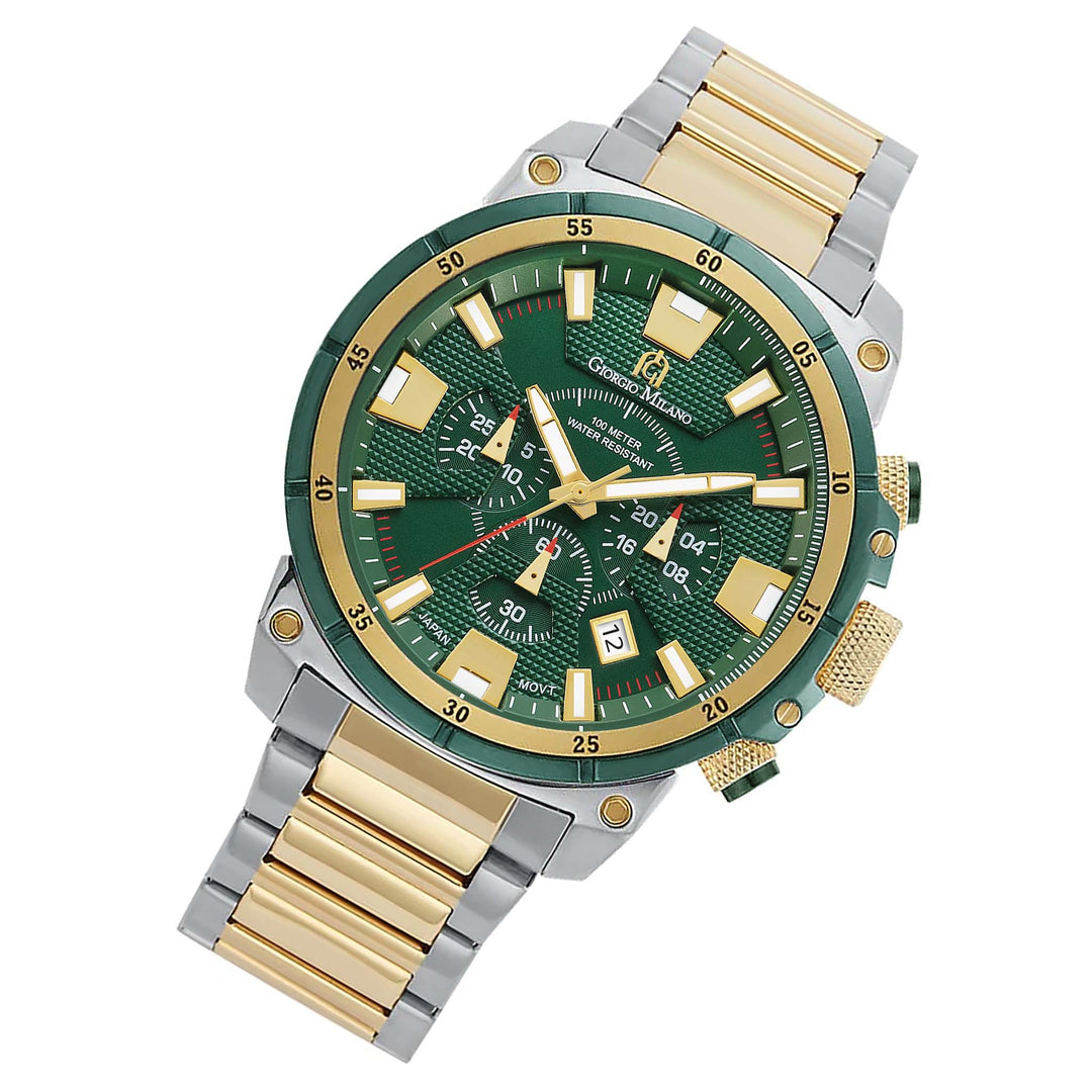 Giorgio Milano Two-Tone Steel Green Dial Chronograph Men's Watch - 206STG18