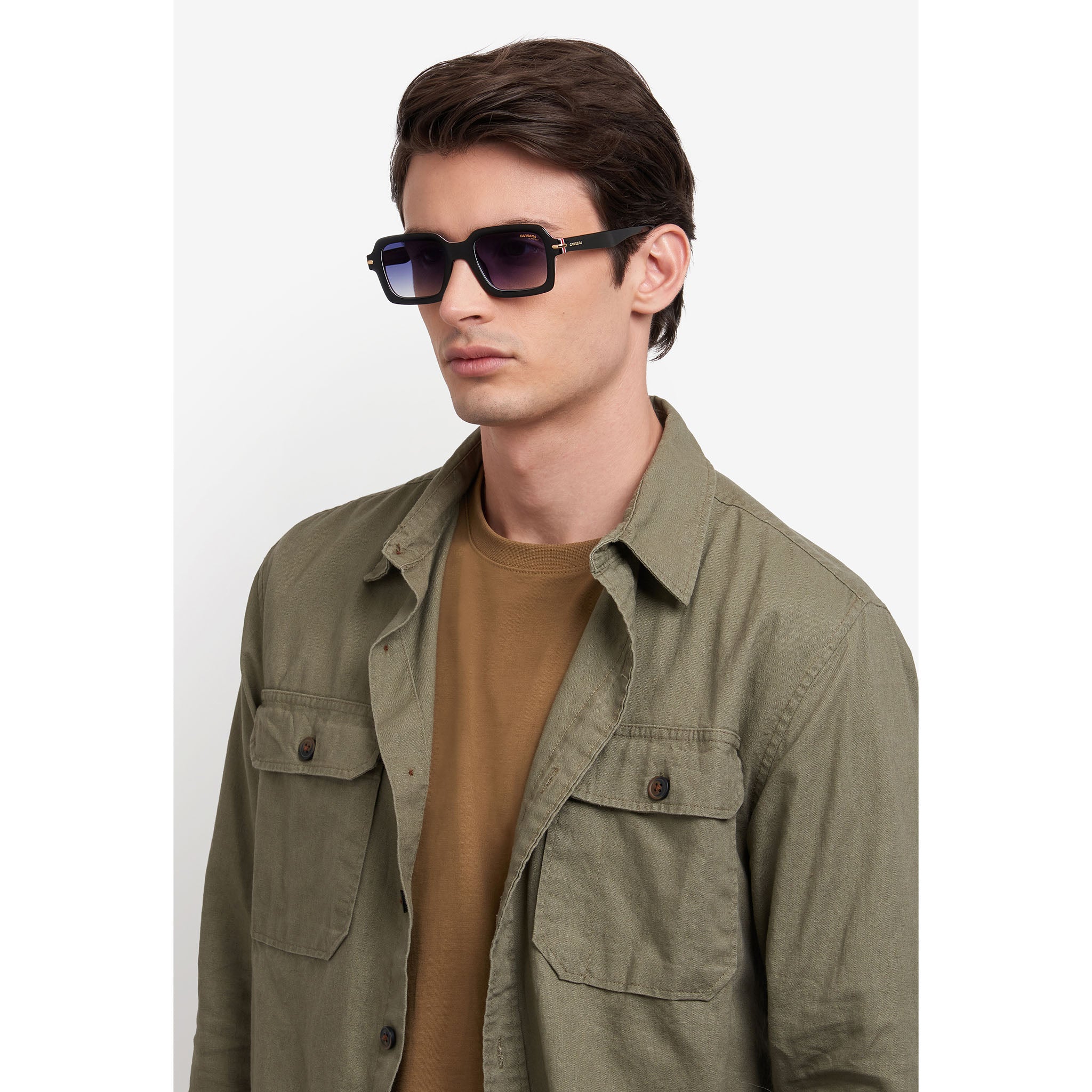 Carrera Men Sunglasses Rectangular Frame Dark Blue Shaded Lens - Carrera 358/S