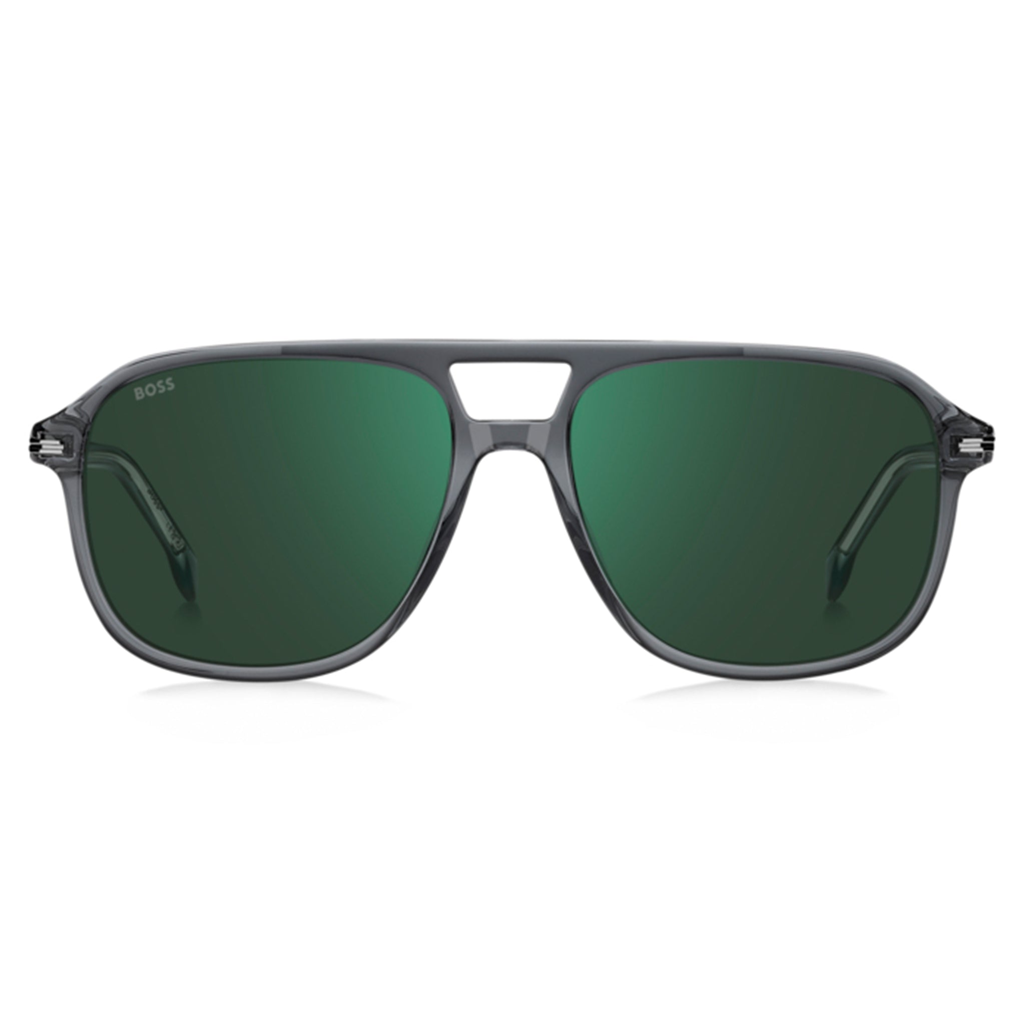 Hugo Boss Men Sunglasses Square Double Bridge Frame Green Mirror Lens - Boss 1751/S