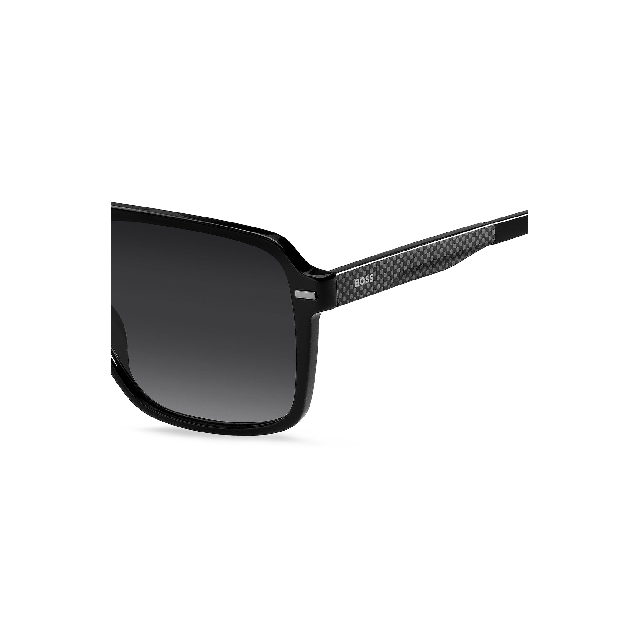 BOSS by Hugo Boss Men Sunglasses Square Double Bridge Frame Dark Grey Shaded Lens - Boss 1766/S