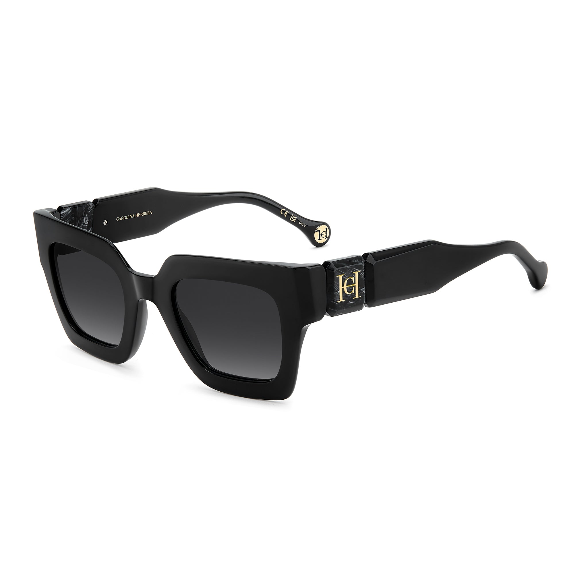 Carolina Herrera Women Sunglasses Square Frame Dark Grey Shaded Lens - Her 0328/S