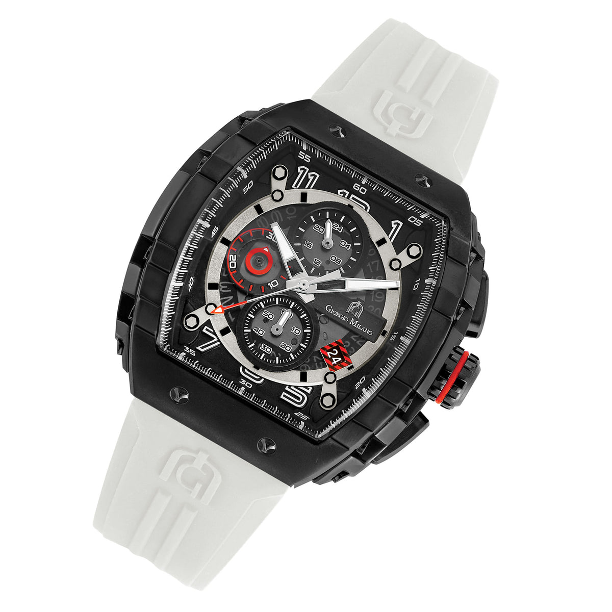 Giorgio Milano White Silicone Band Black Dial Chronograph Men's Watch - 233SBK312