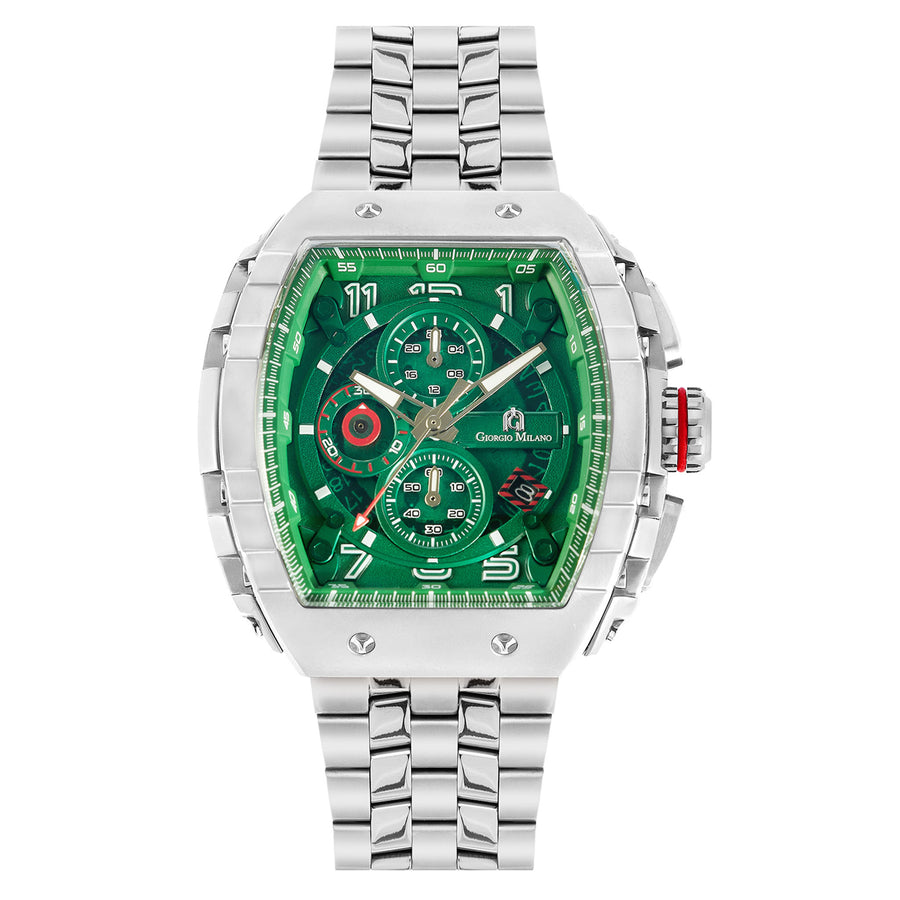 Giorgio Milano Silver Steel Green Dial Men's Chronograph Watch - 233ST18M