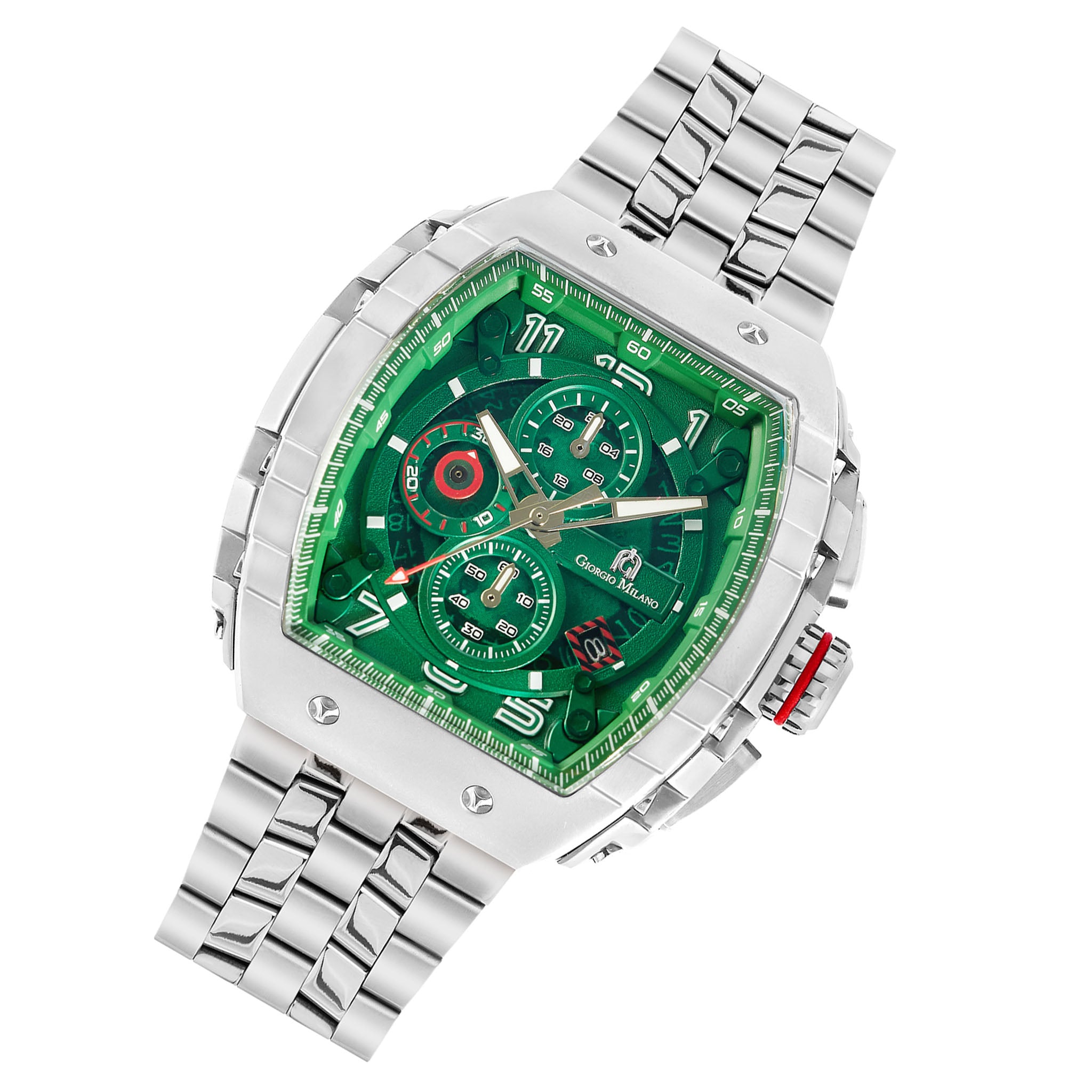 Giorgio Milano Silver Steel Green Dial Men's Chronograph Watch - 233ST18M