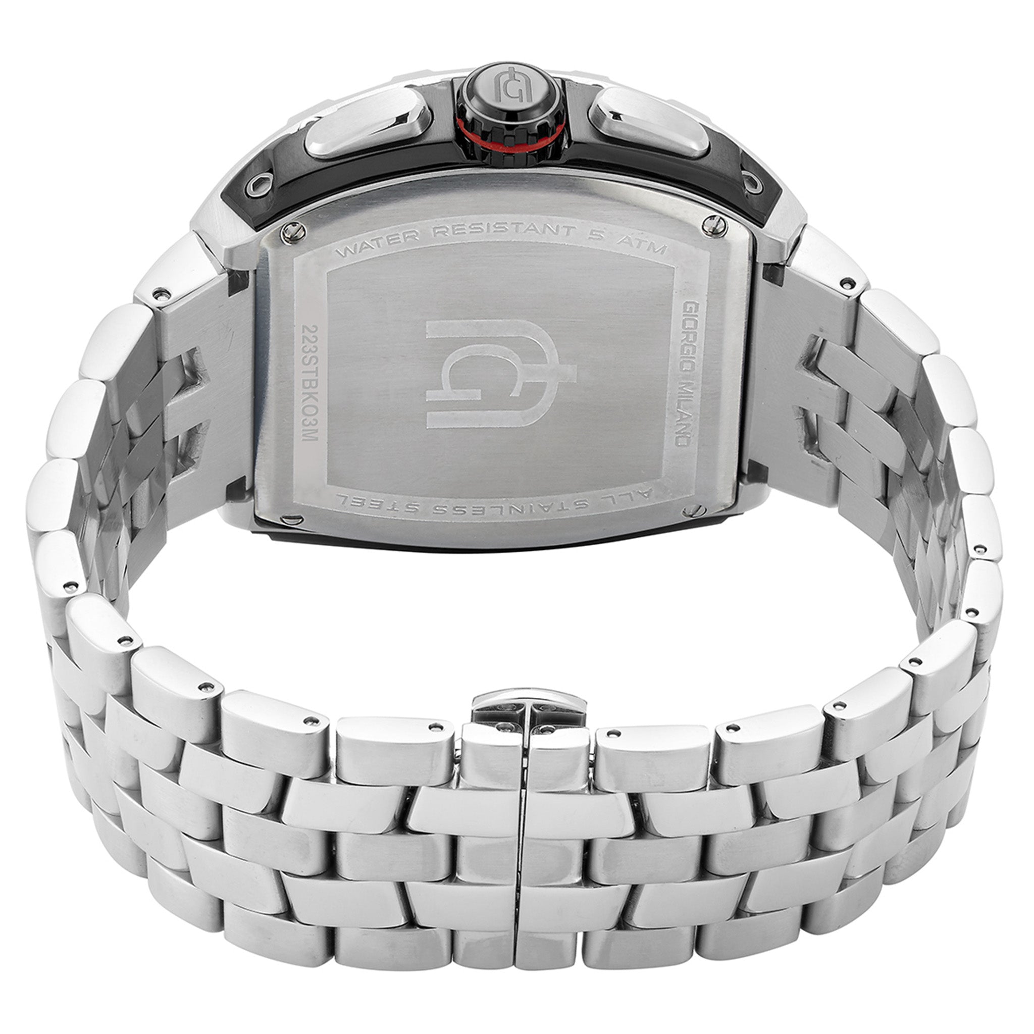 Giorgio Milano Silver Steel Black Dial Men's Chronograph Watch - 233STBK03M