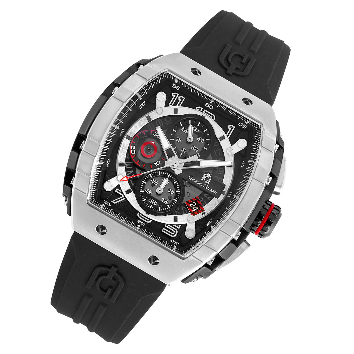 Giorgio Milano Silicone Band Black Dial Chronograph Men's Watch - 233STBK313