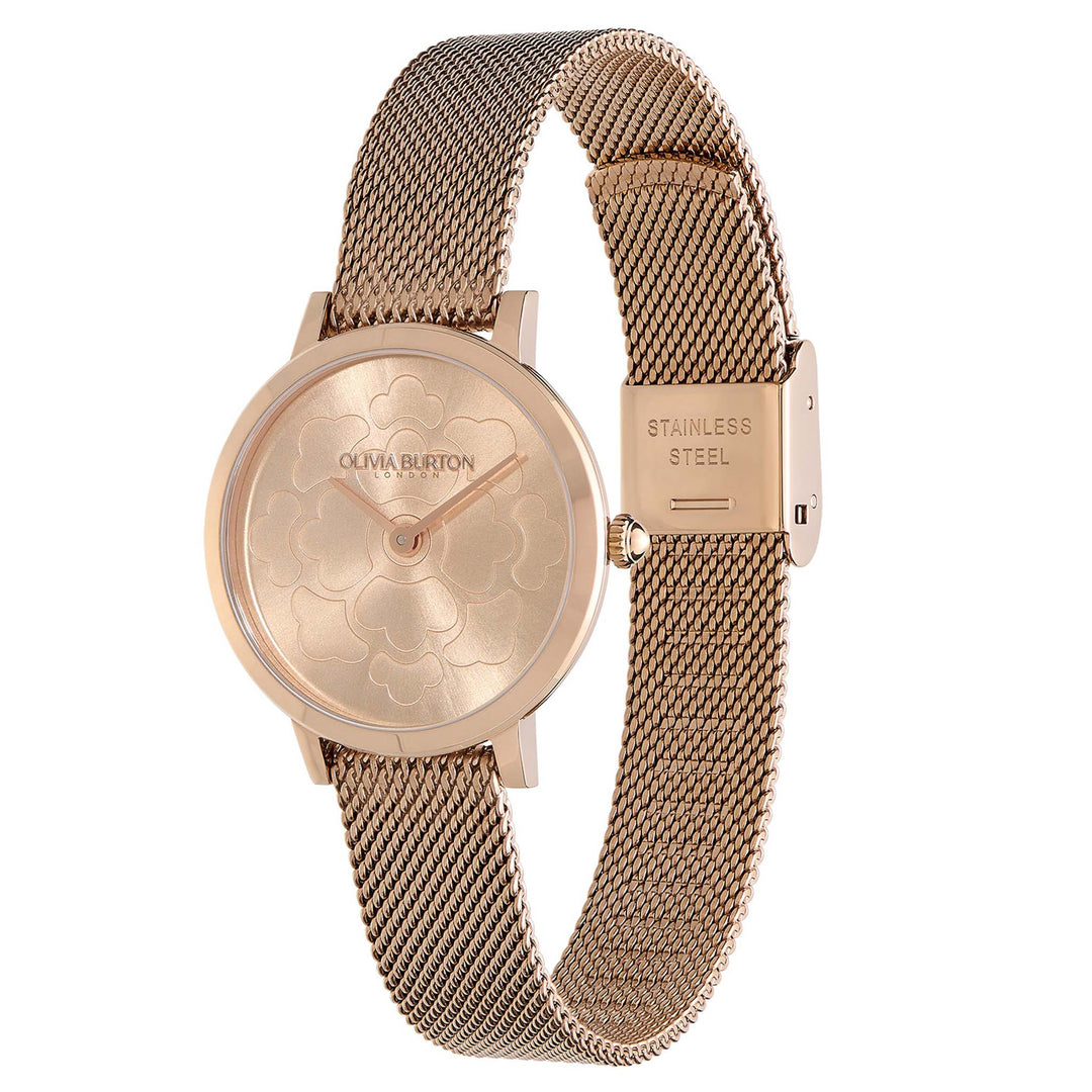 Olivia Burton Carnation Gold Steel Mesh Women's Slim Watch - 24000059