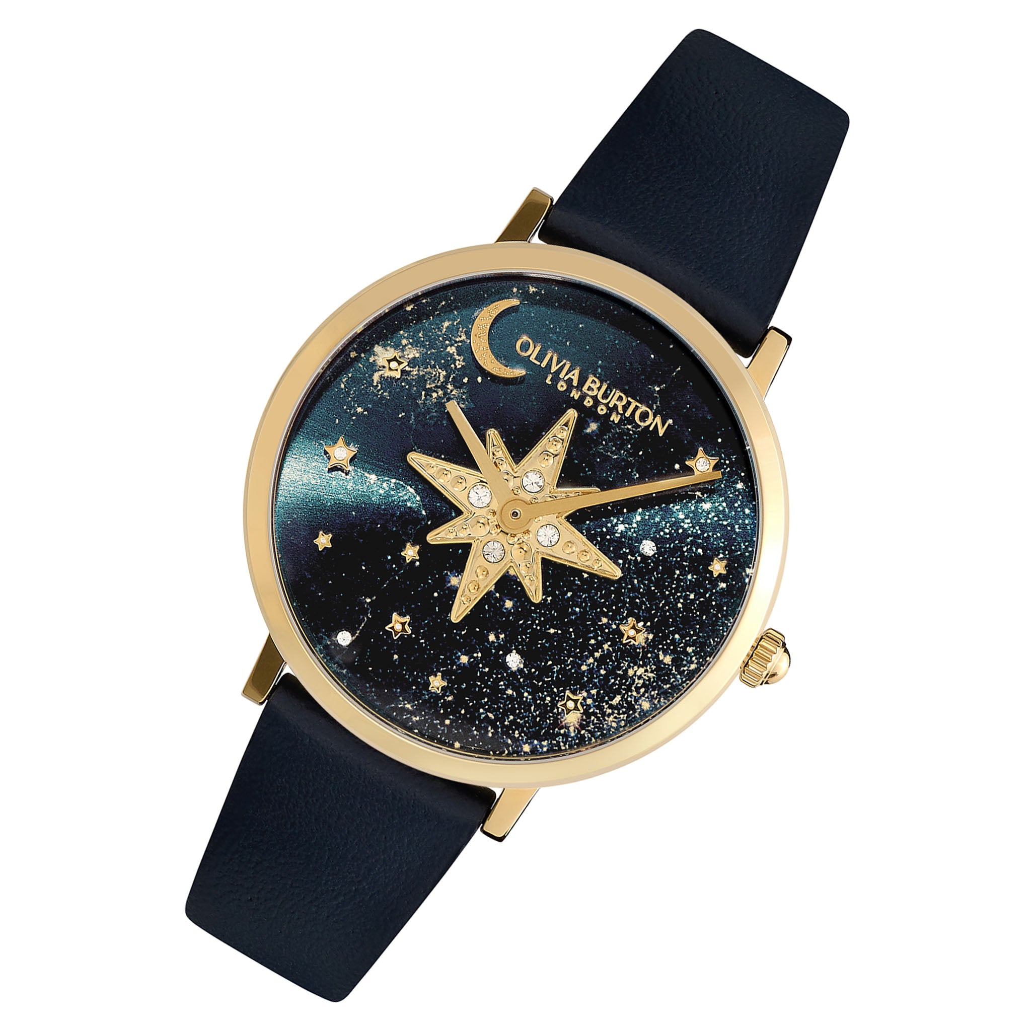 Olivia Burton Leather Blue Dial Women's Watch - 24000081