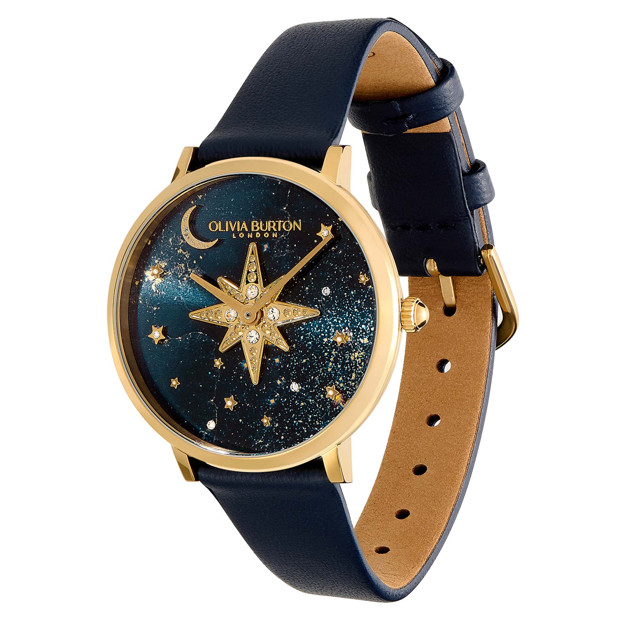 Olivia Burton Leather Blue Dial Women's Watch - 24000081