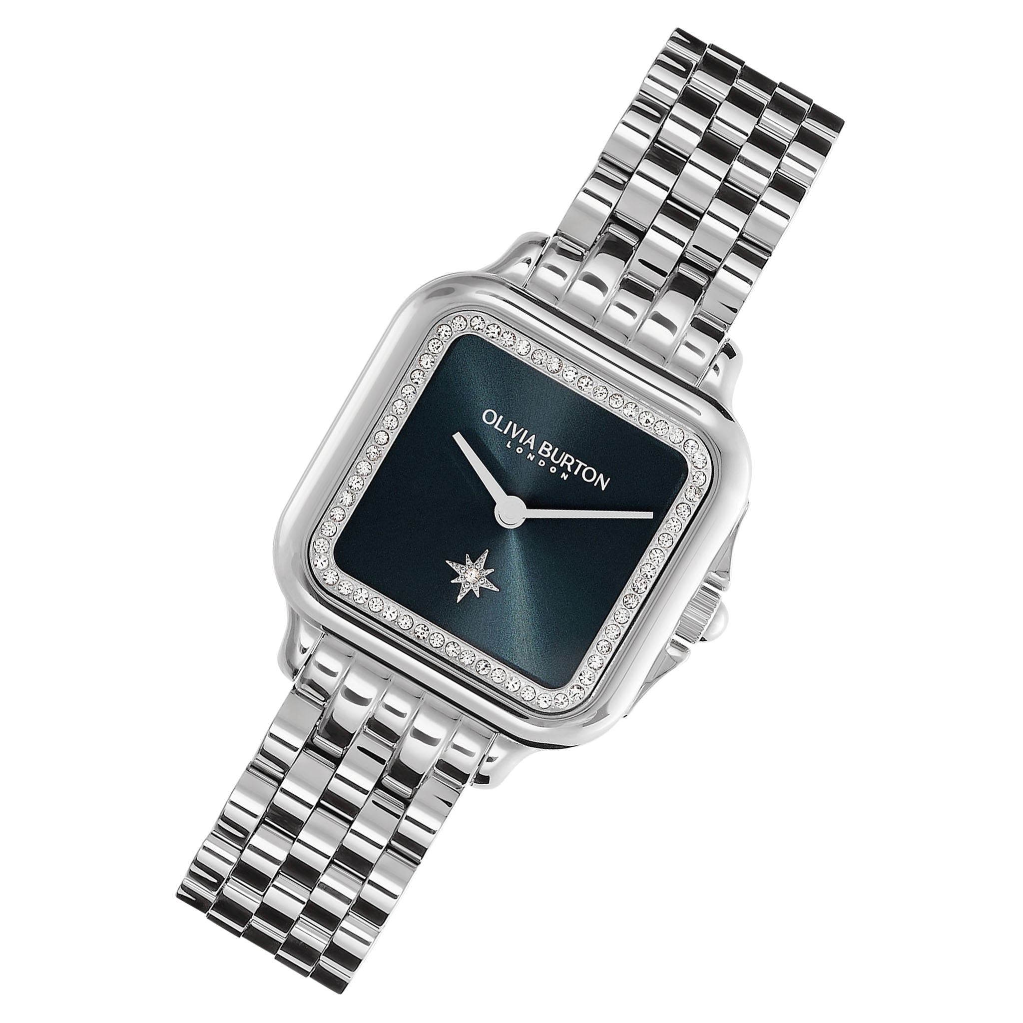 Olivia Burton Stainless Steel Blue Sunray Dial Women's Watch - 24000083