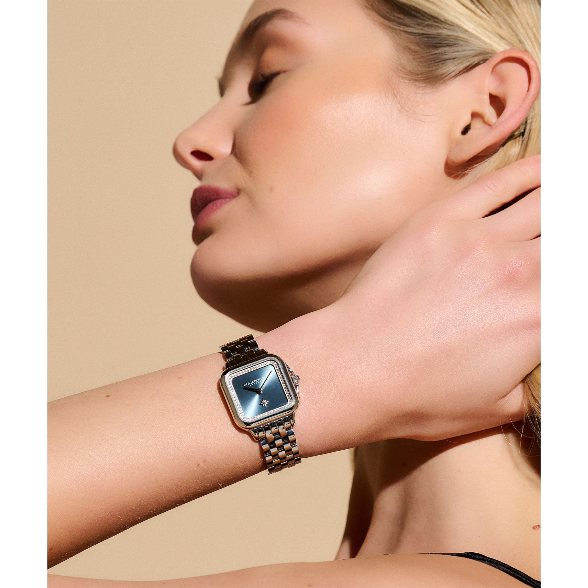 Olivia Burton Stainless Steel Blue Sunray Dial Women's Watch - 24000083