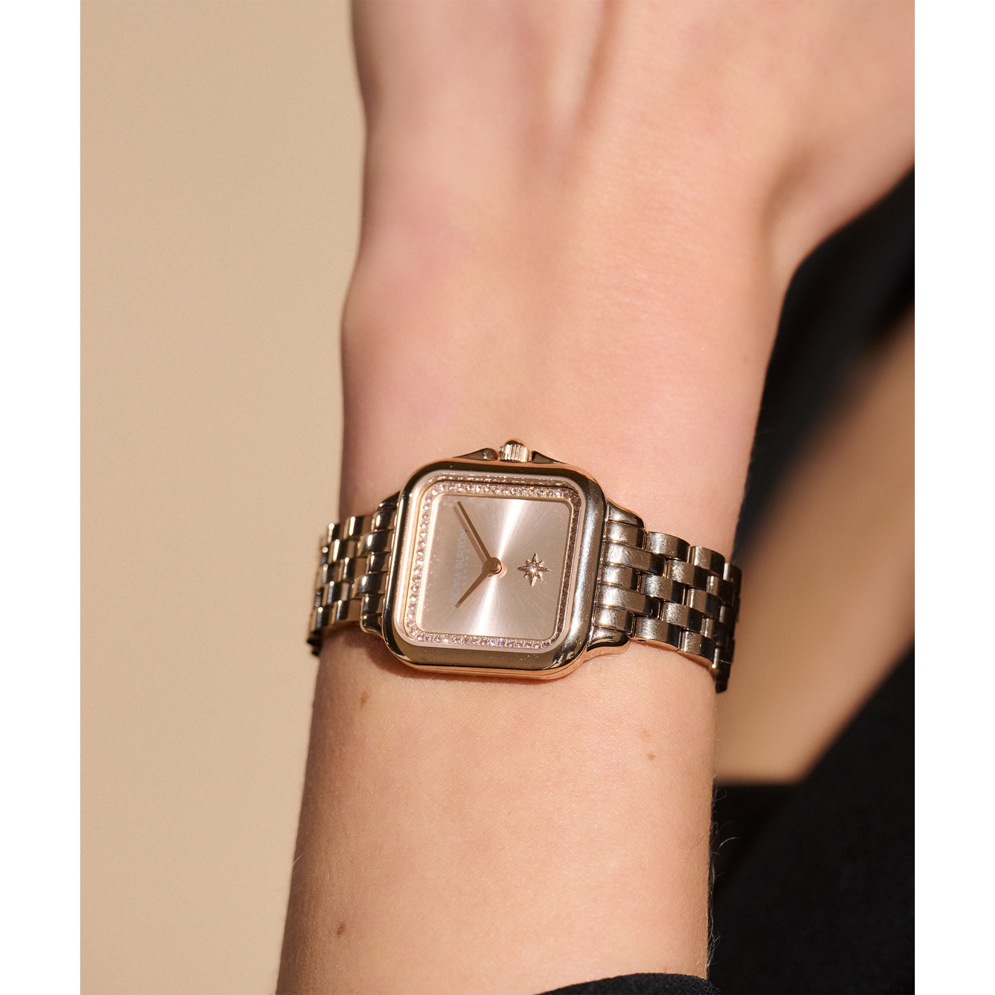 Olivia Burton Carnation Gold Steel Blush Sunray Dial Women's Watch - 24000085