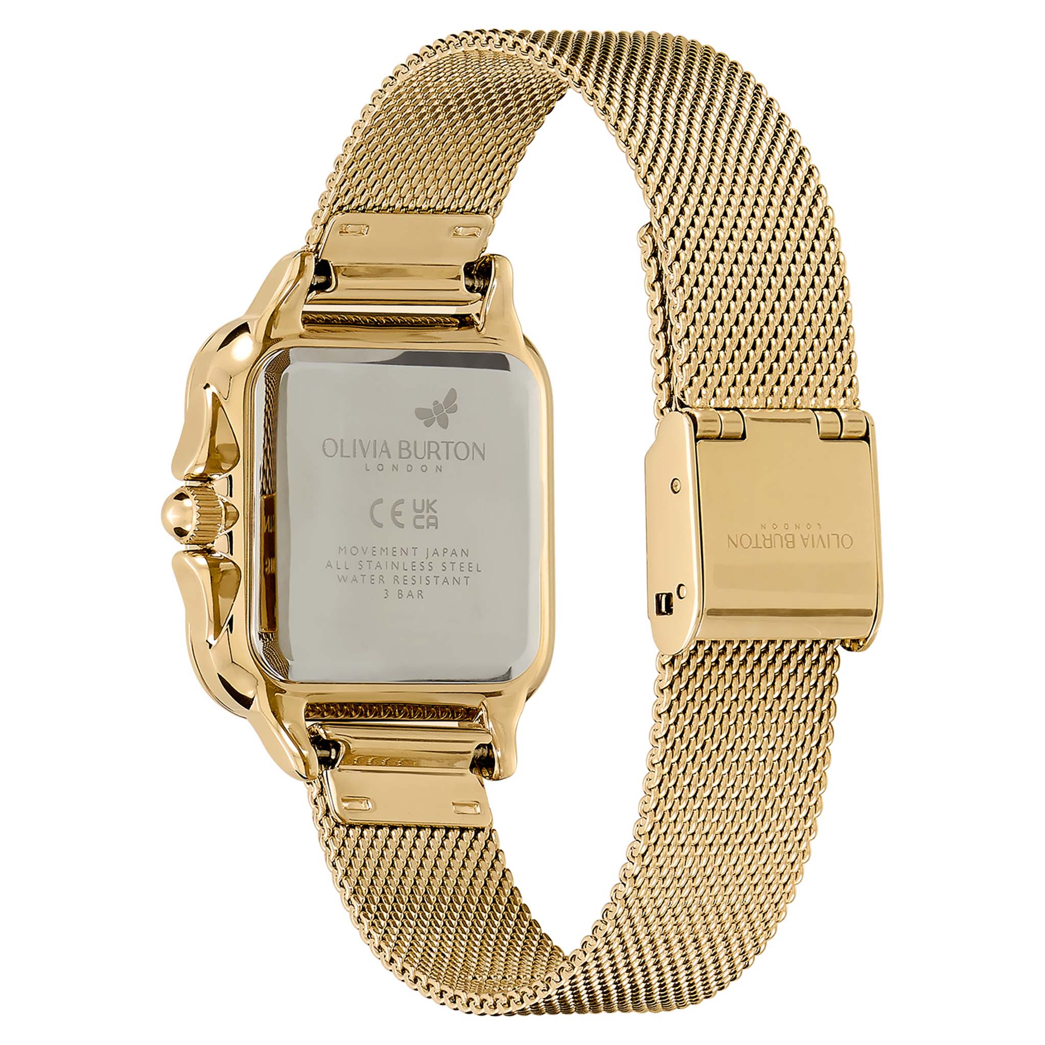 Olivia Burton Gold Steel Mesh Green Dial Women's Watch - 24000087