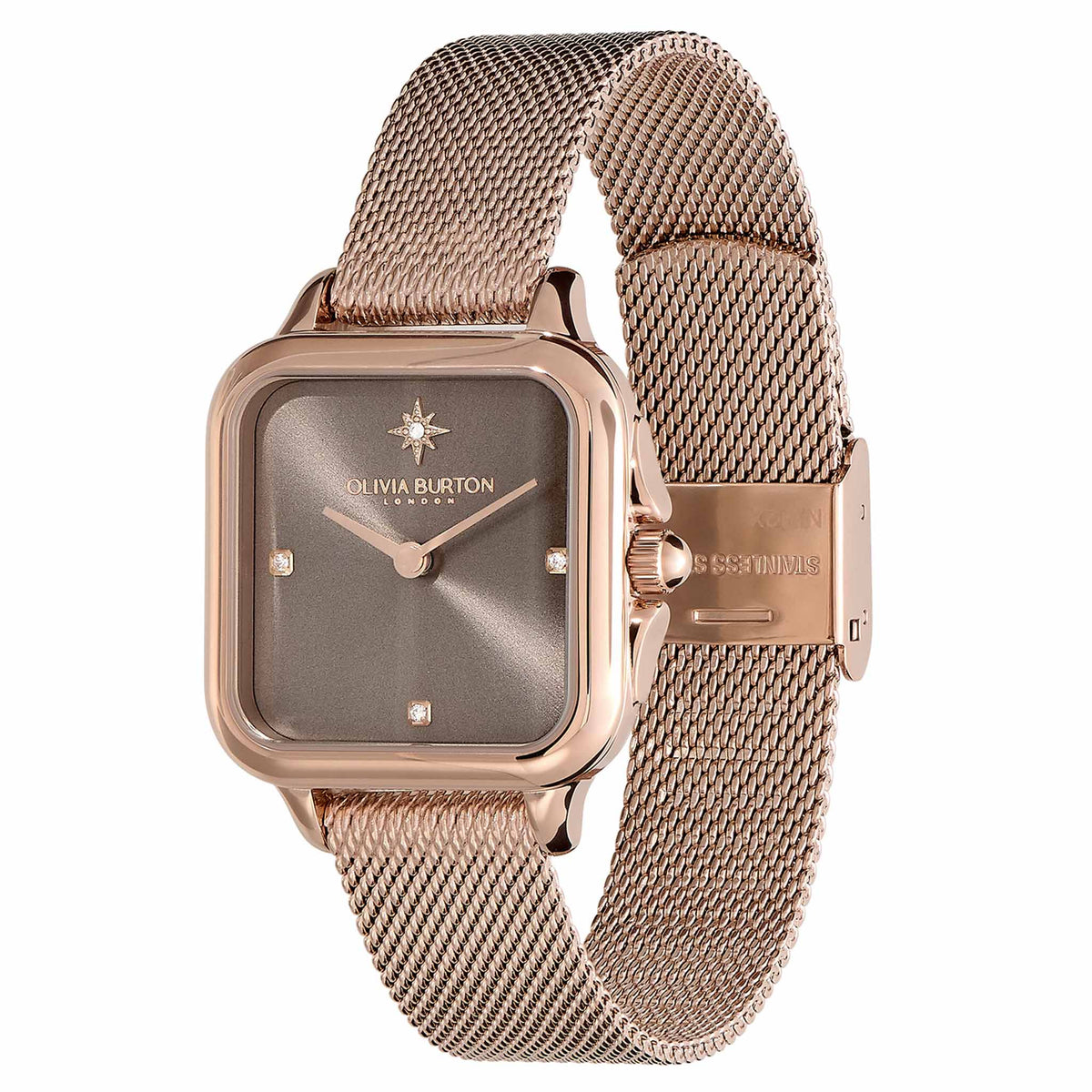 Olivia Burton Gold Steel Mesh Mushroom Dial Women's Watch - 24000088