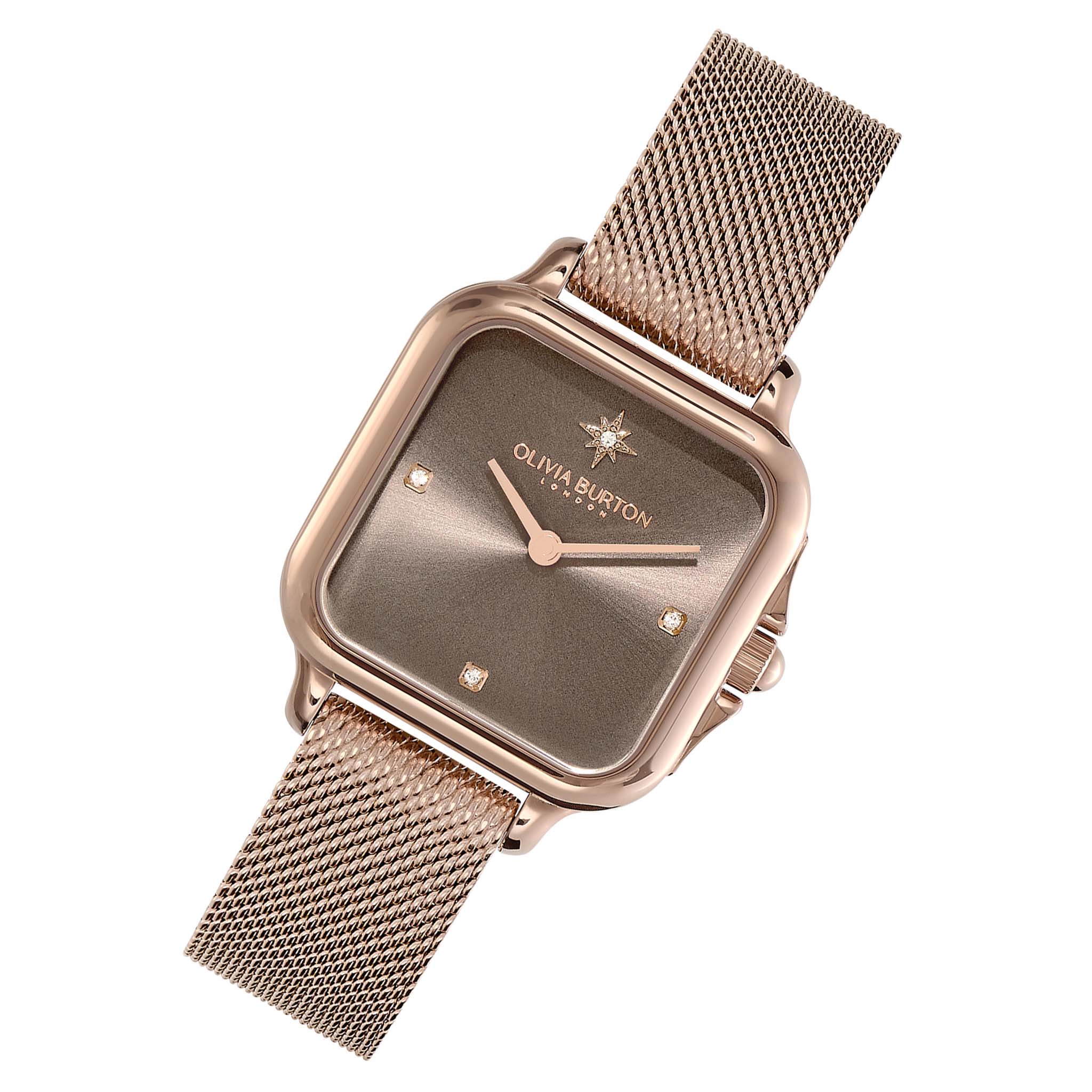Olivia Burton Gold Steel Mesh Mushroom Dial Women's Watch - 24000088