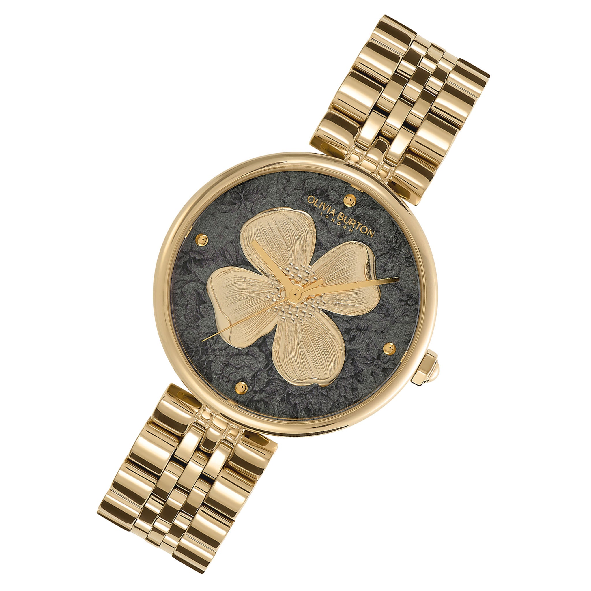 Olivia Burton Gold Steel Black Dial Women's Watch - 24000089
