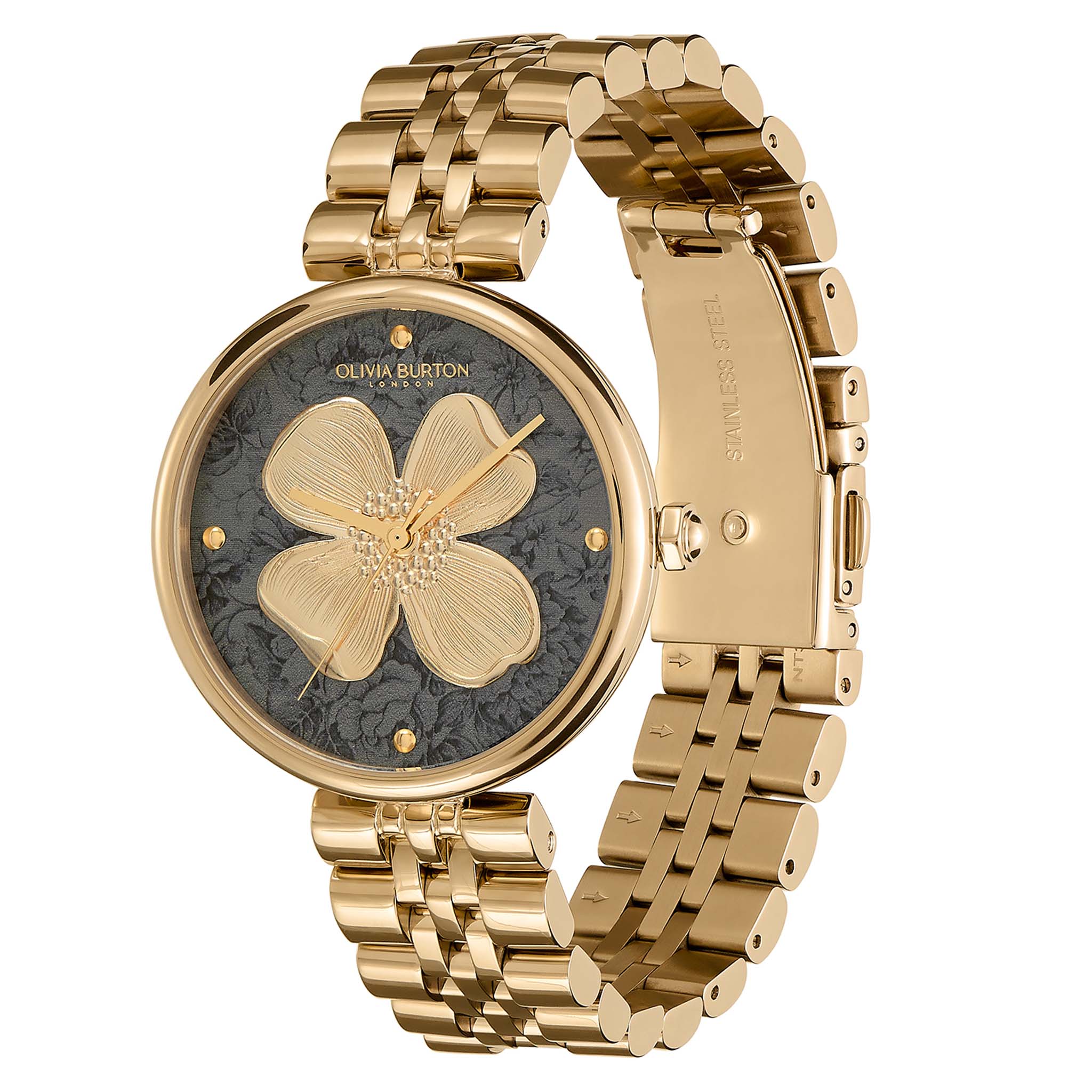 Olivia Burton Gold Steel Black Dial Women's Watch - 24000089