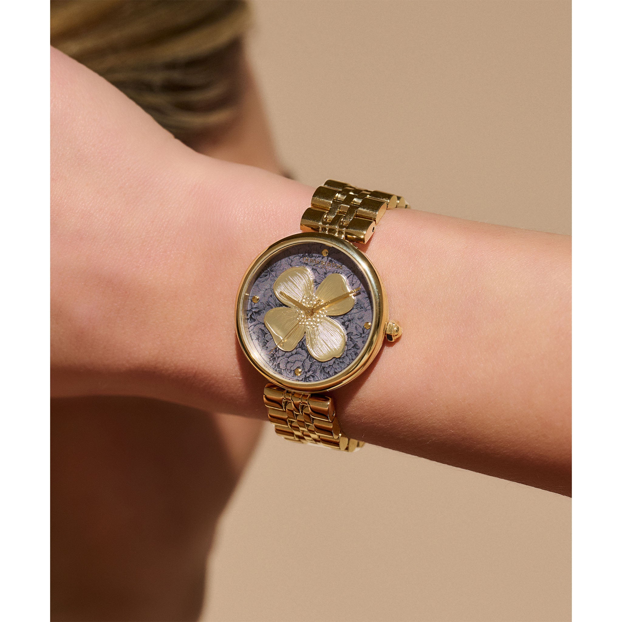 Olivia Burton Gold Steel Black Dial Women's Watch - 24000089