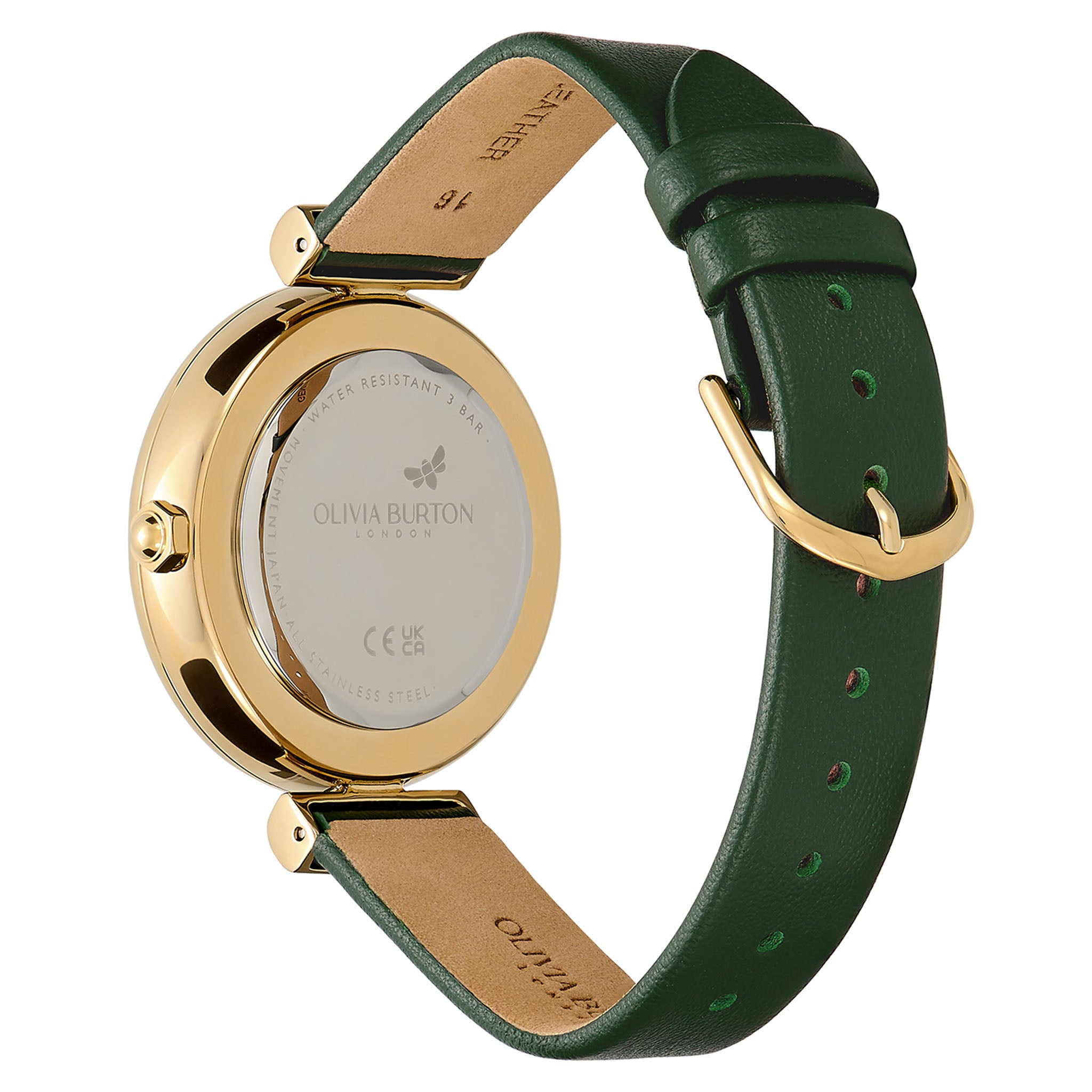 Olivia Burton Green Leather Light Gold Dial Women's Watch - 24000092