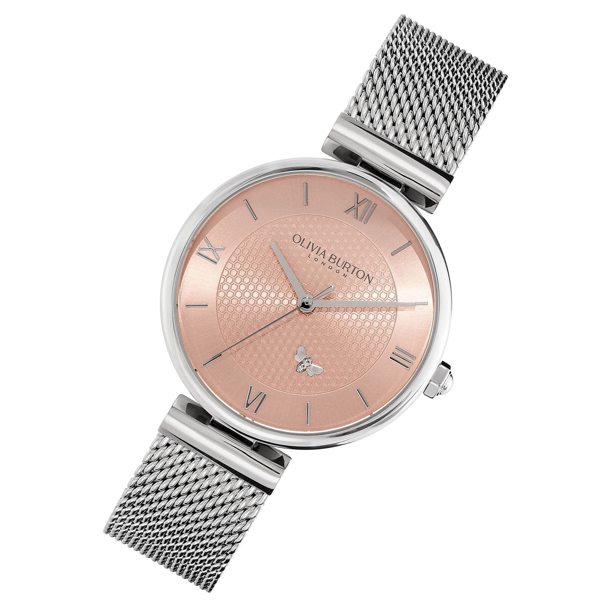Olivia Burton Steel Mesh Blush Sunray Dial Women's Watch - 24000095