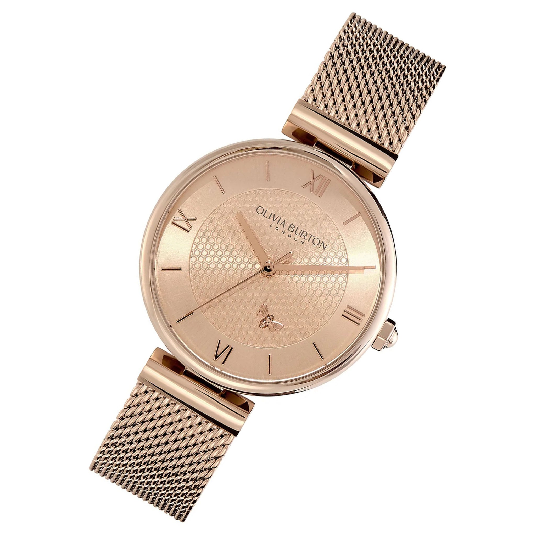 Olivia Burton Carnation Gold Steel Mesh Women's Watch - 24000097