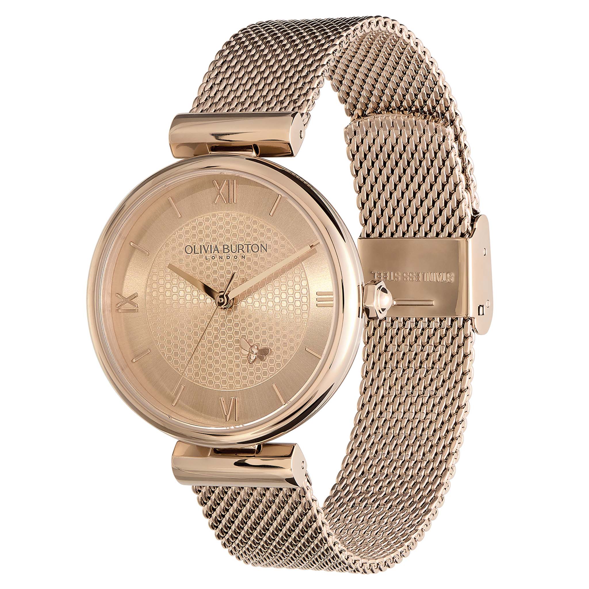 Olivia Burton Carnation Gold Steel Mesh Women's Watch - 24000097