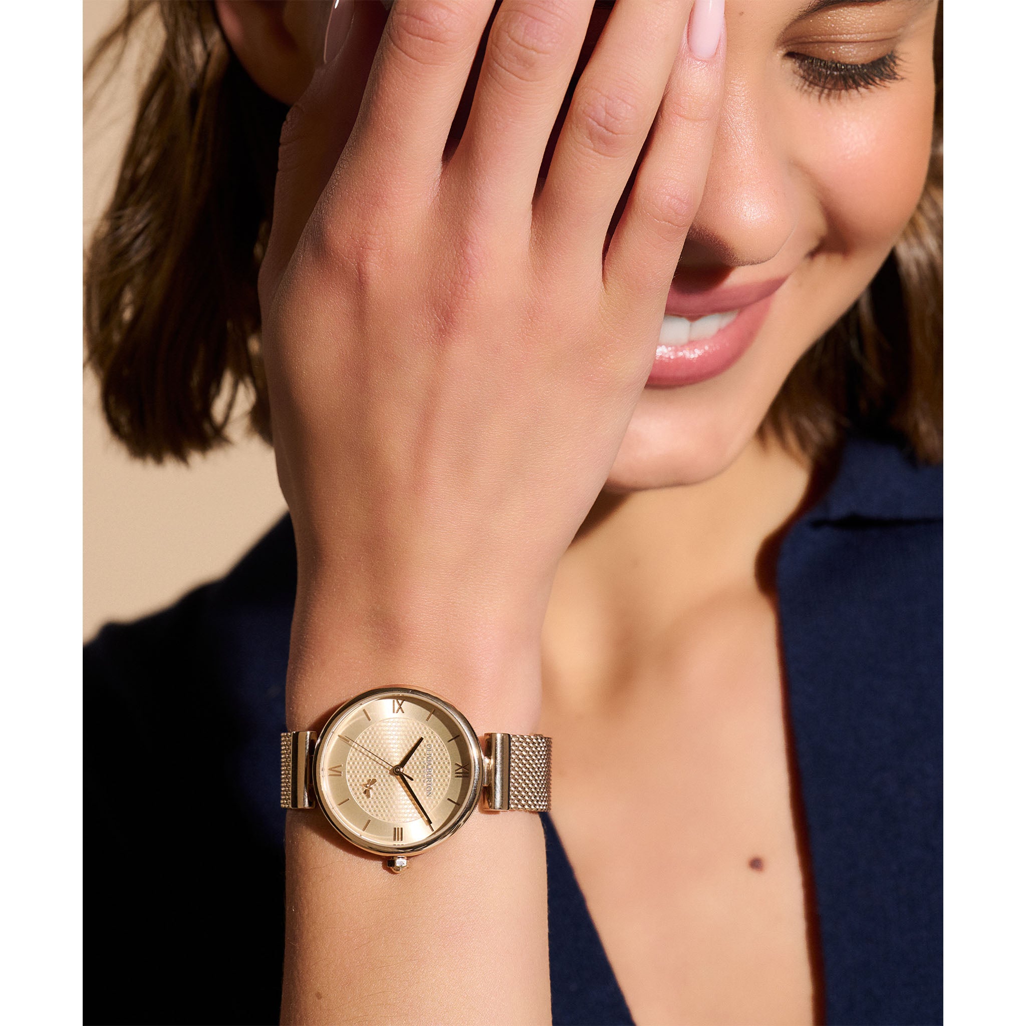 Olivia Burton Carnation Gold Steel Mesh Women's Watch - 24000097