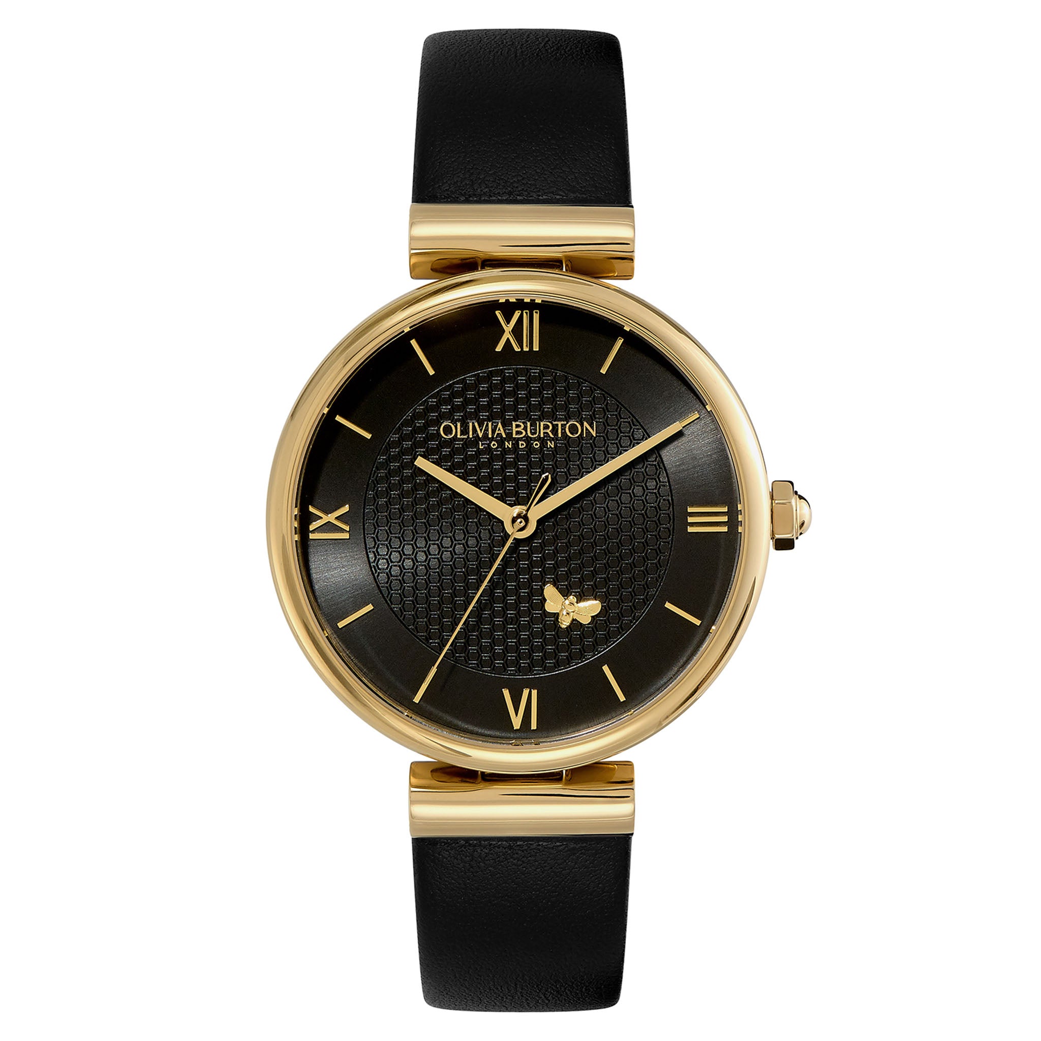 Olivia Burton Black Leather Women's Watch - 24000099