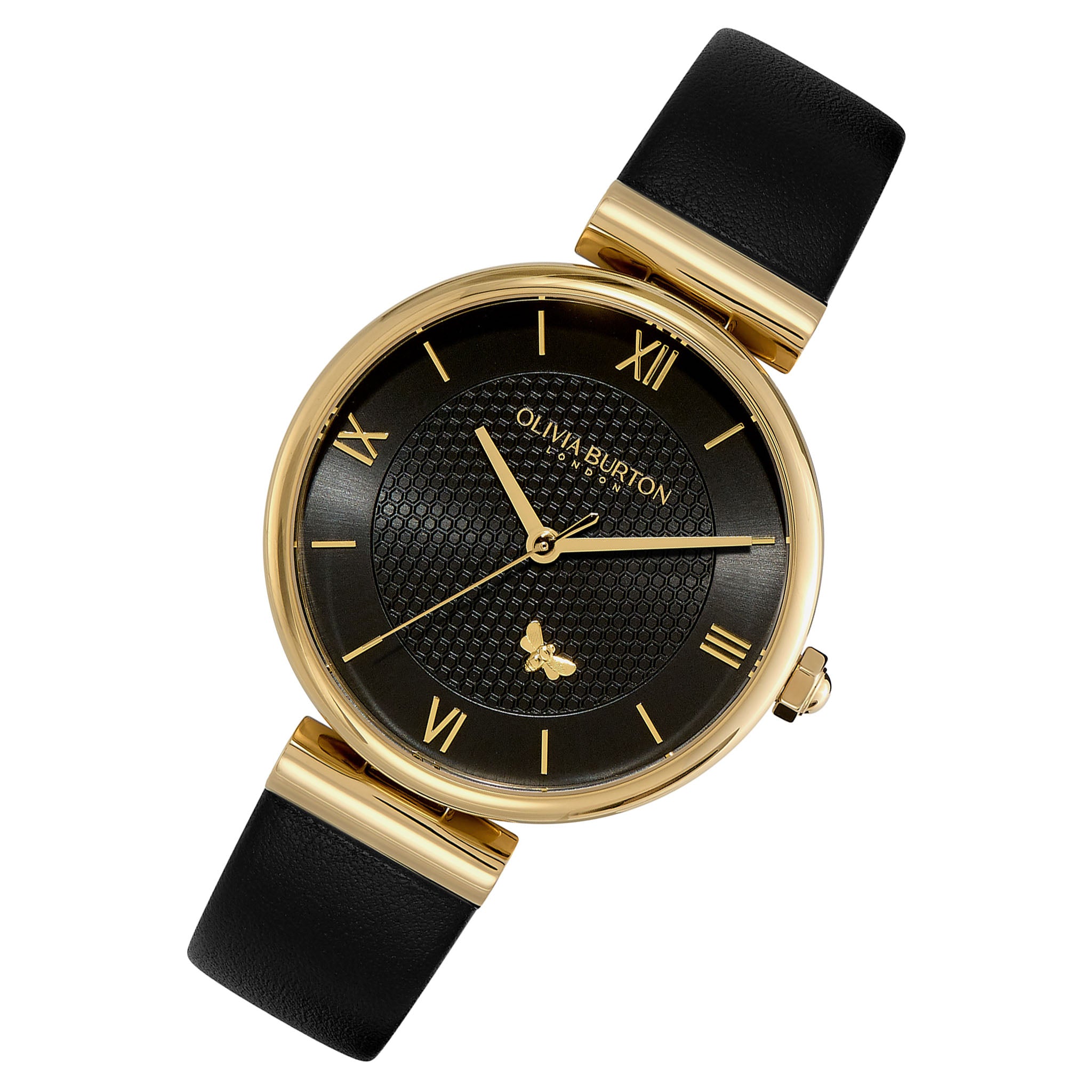 Olivia Burton Black Leather Women's Watch - 24000099