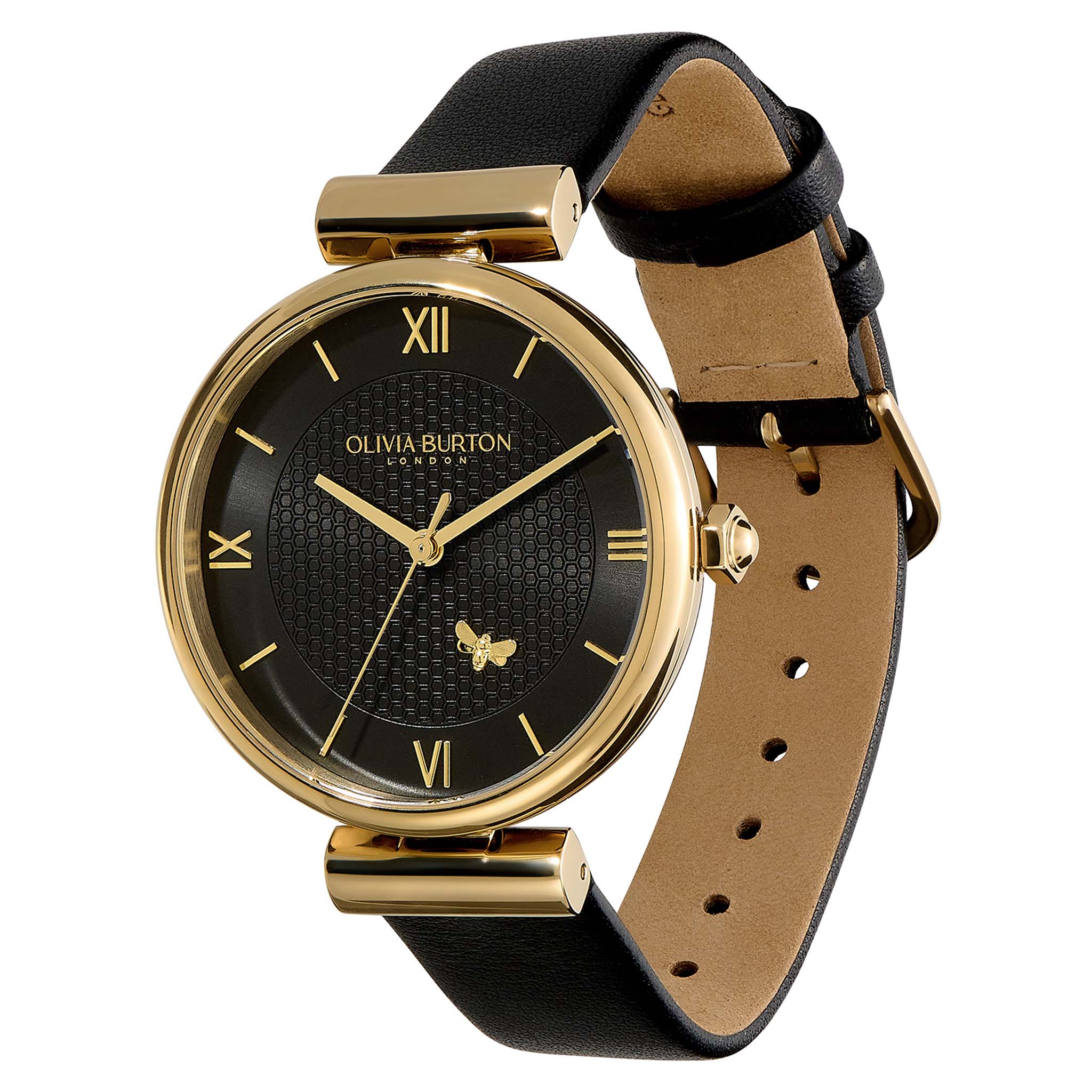 Olivia Burton Black Leather Women's Watch - 24000099